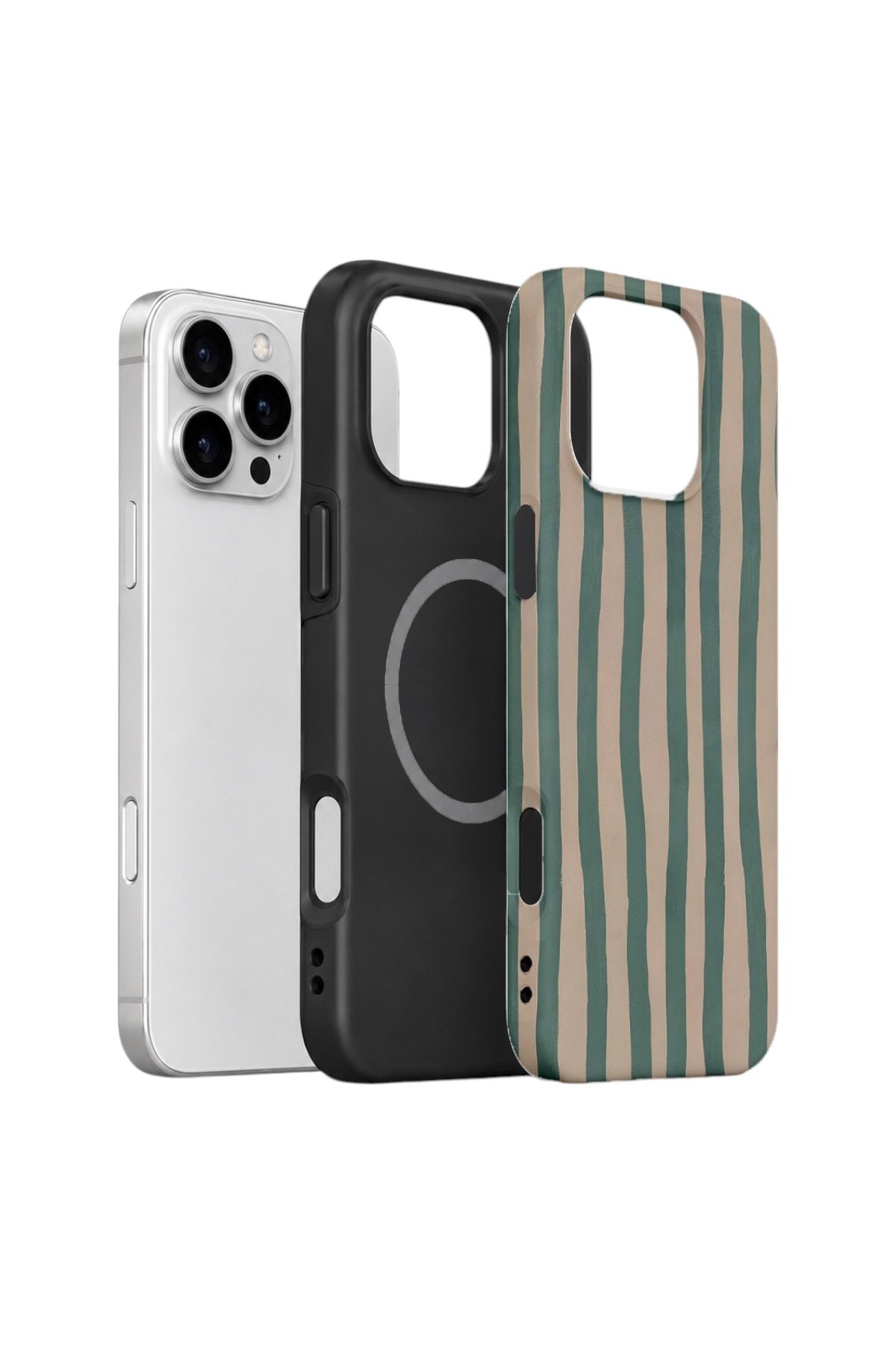 iPhone 16 Pro Vorian Çift Katmanlı MagSafe Kılıf Sage Riviera Stripe