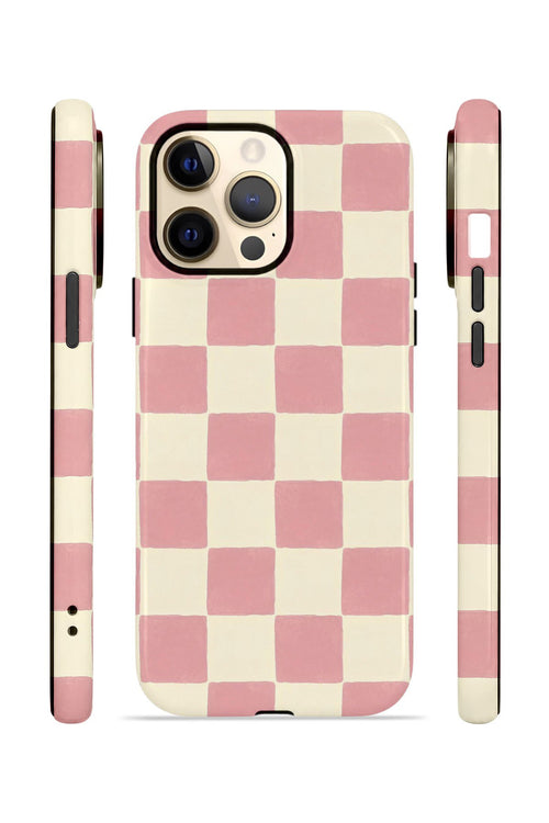 iPhone 12 Pro Max Vorian Çift Katmanlı Kılıf Blush Checker