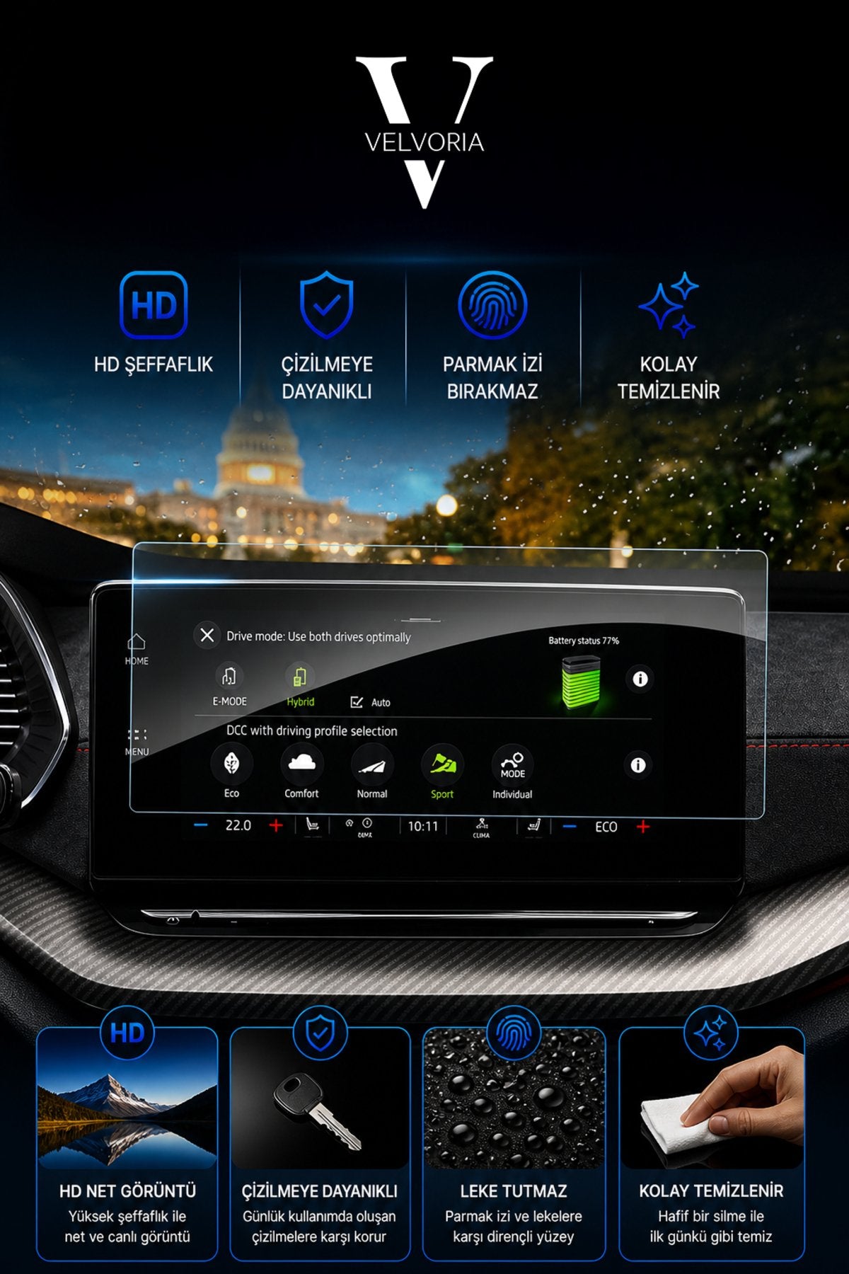Skoda Yeni Octavia Multimedya 10 Inç Temperli Nano Ekran Koruyucu