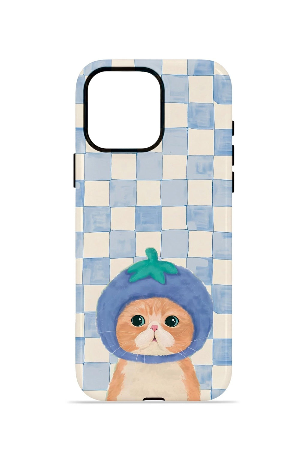 iPhone 15 Pro Vorian Çift Katmanlı Kılıf Blueberry Cat Check