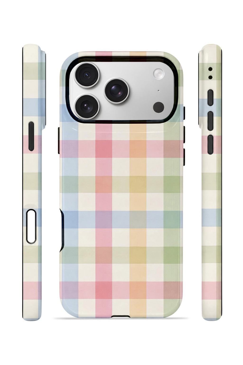 iPhone 17 Pro Vorian Çift Katmanlı MagSafe Kılıf Pastel Gingham