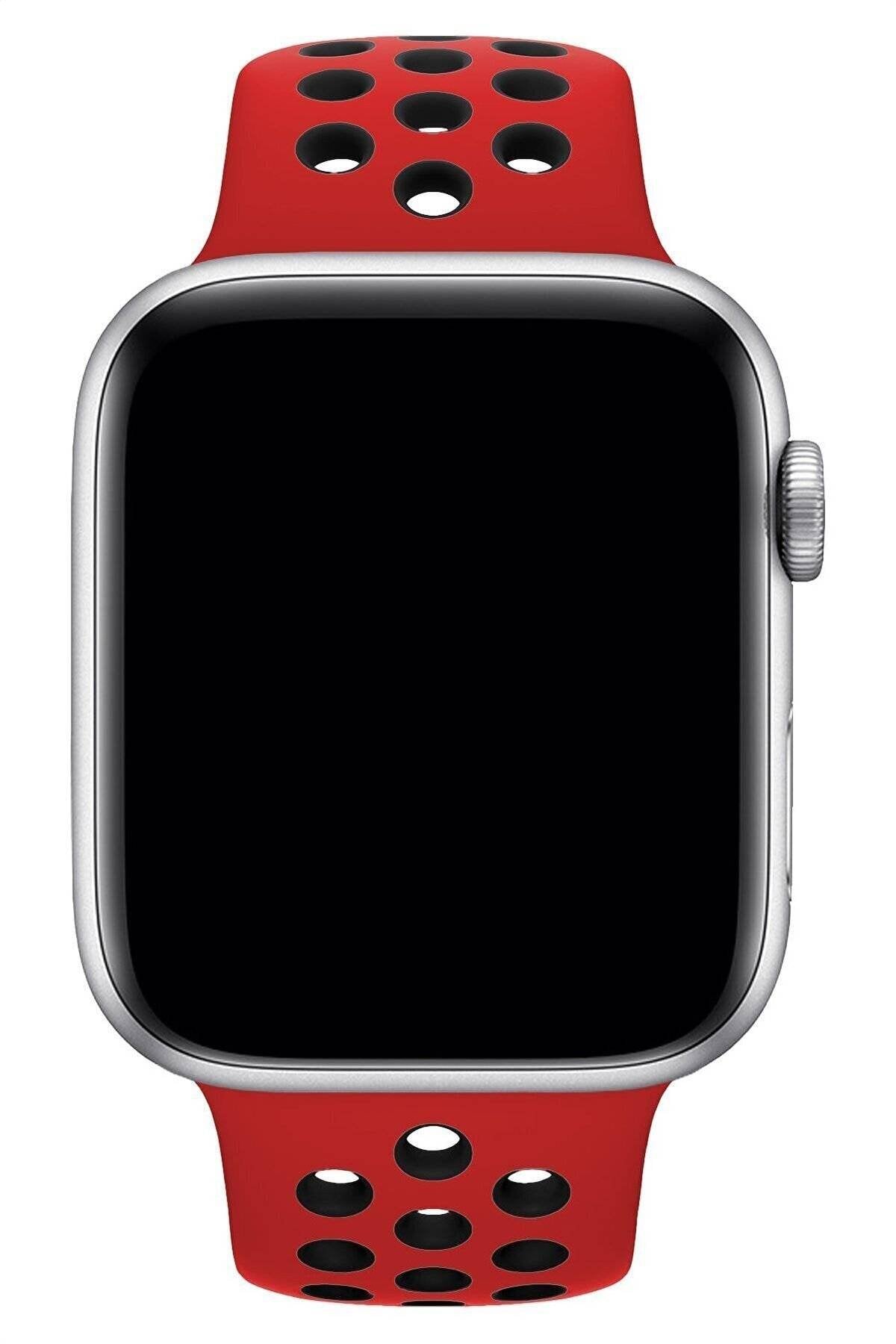 Apple Watch Fileli Kordon Kırmızı-Siyah
