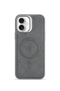 iPhone 17 GripStand MagSafe Deri Kılıf Gri