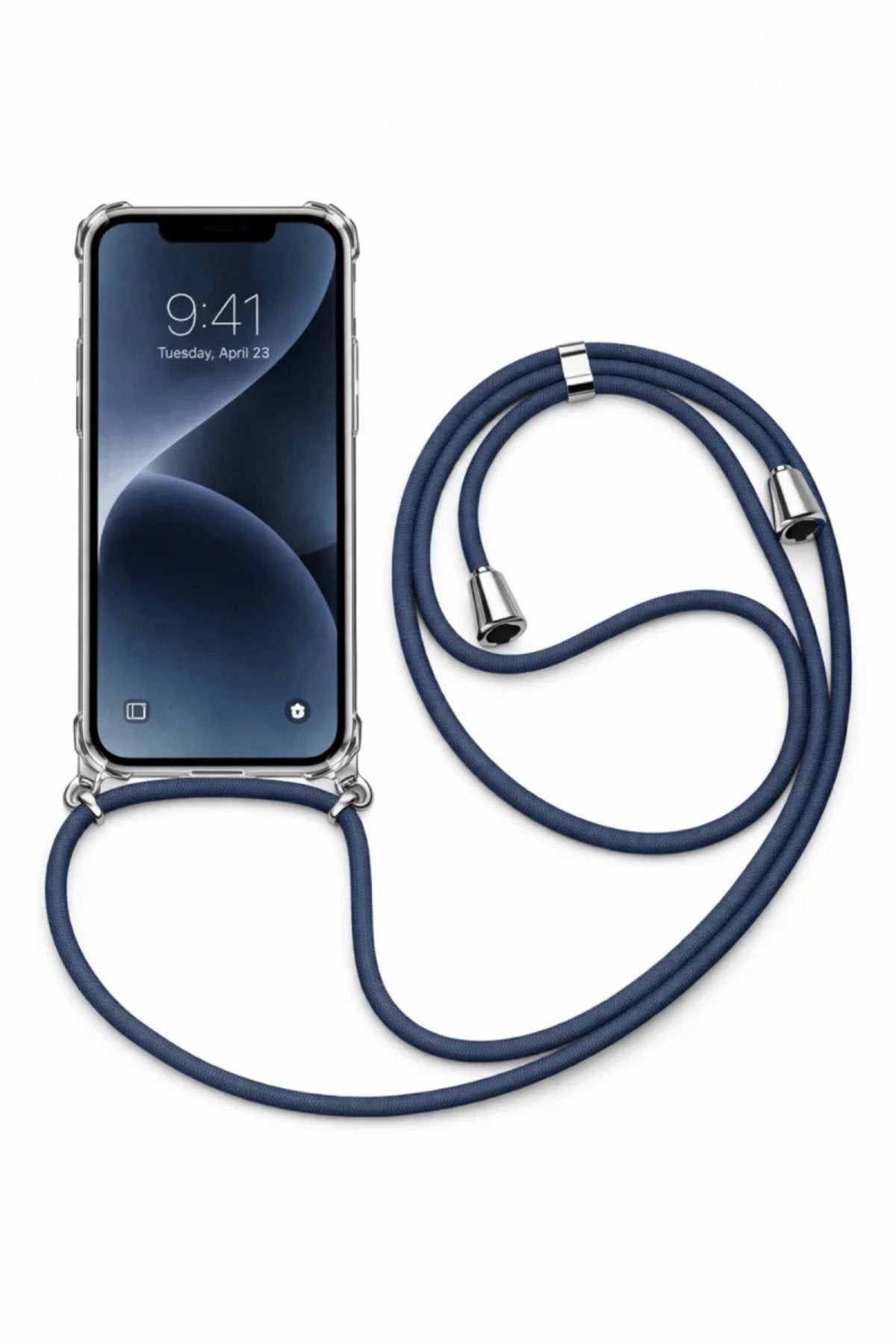 Apple iPhone Askılı Tank Şeffaf Kılıf Lacivert