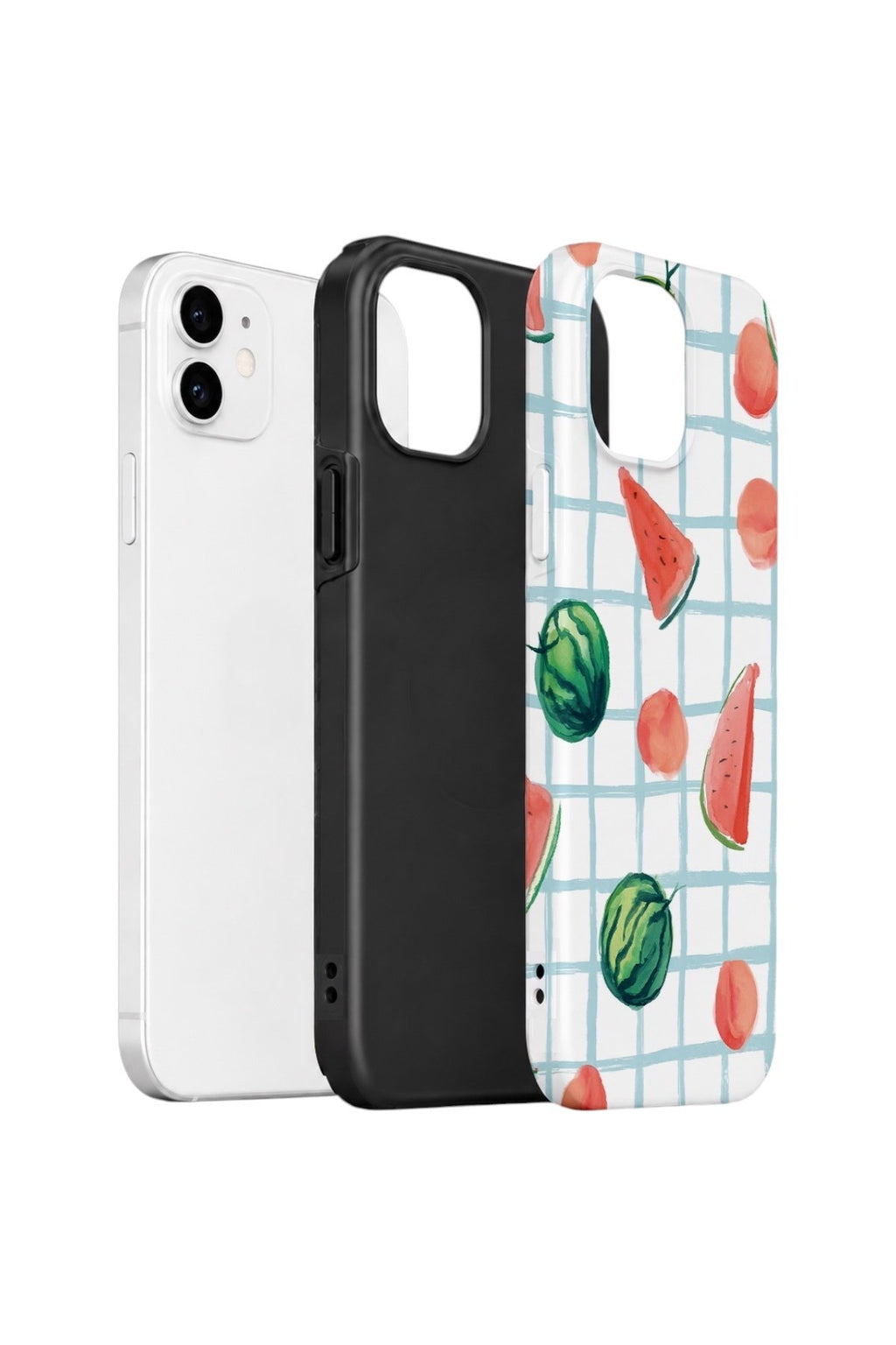 iPhone 12 Vorian Çift Katmanlı Kılıf Watermelon Grid