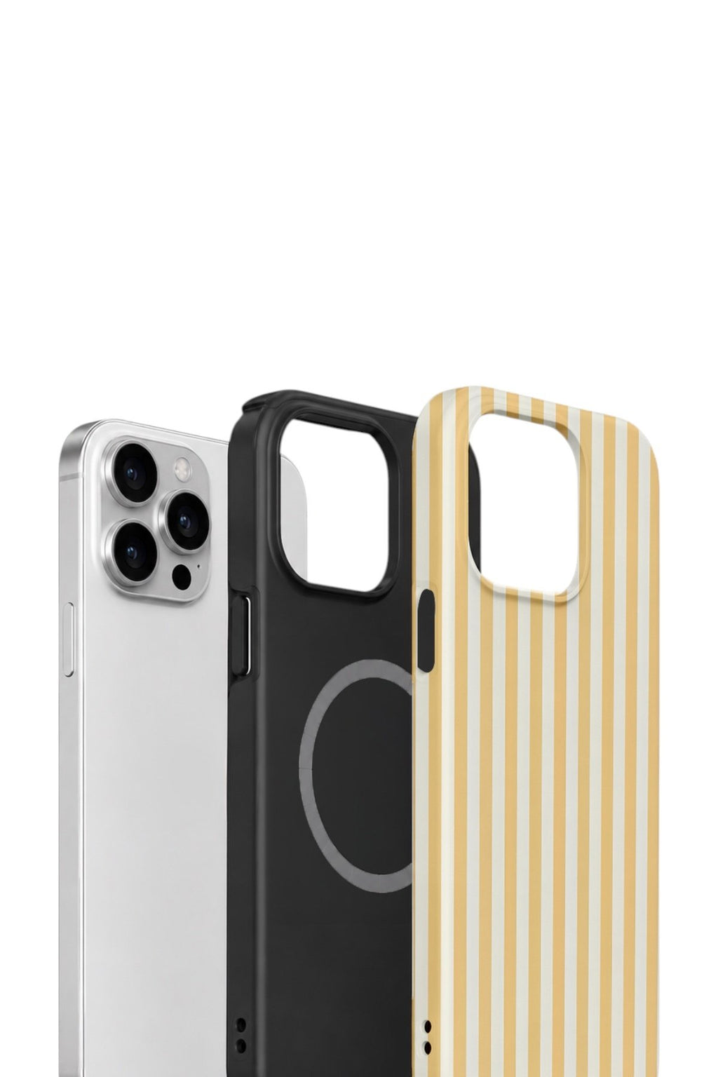 iPhone 13 Pro Vorian Çift Katmanlı MagSafe Kılıf Vanilla Pinstripe