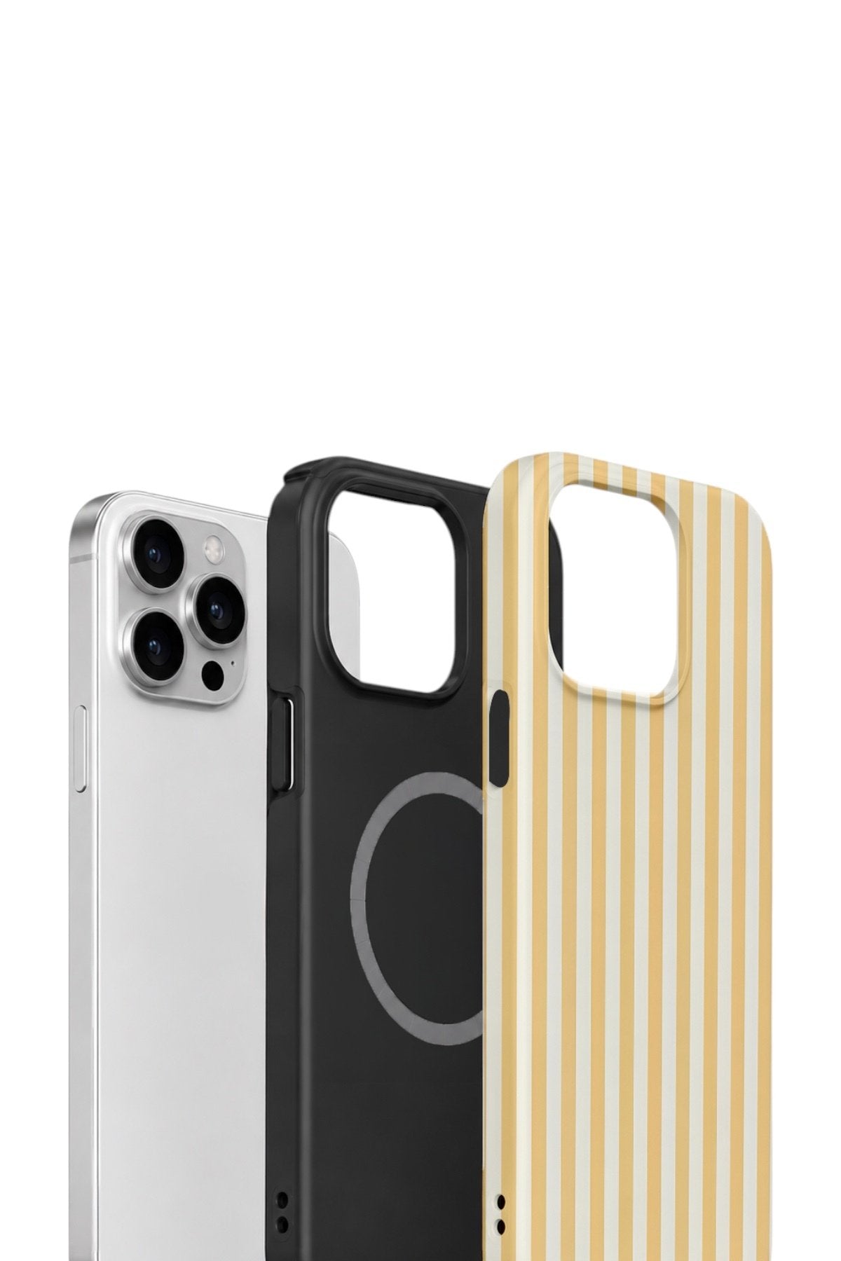 iPhone 13 Pro Vorian Çift Katmanlı MagSafe Kılıf Vanilla Pinstripe