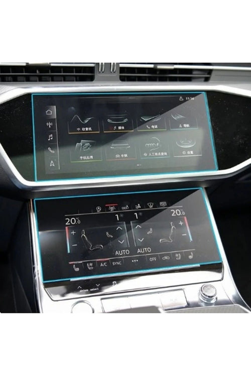 Audi A7 Navigasyon ve Alt Kontrol Paneli Nano Glass Ekran Koruyucu 2019-2023