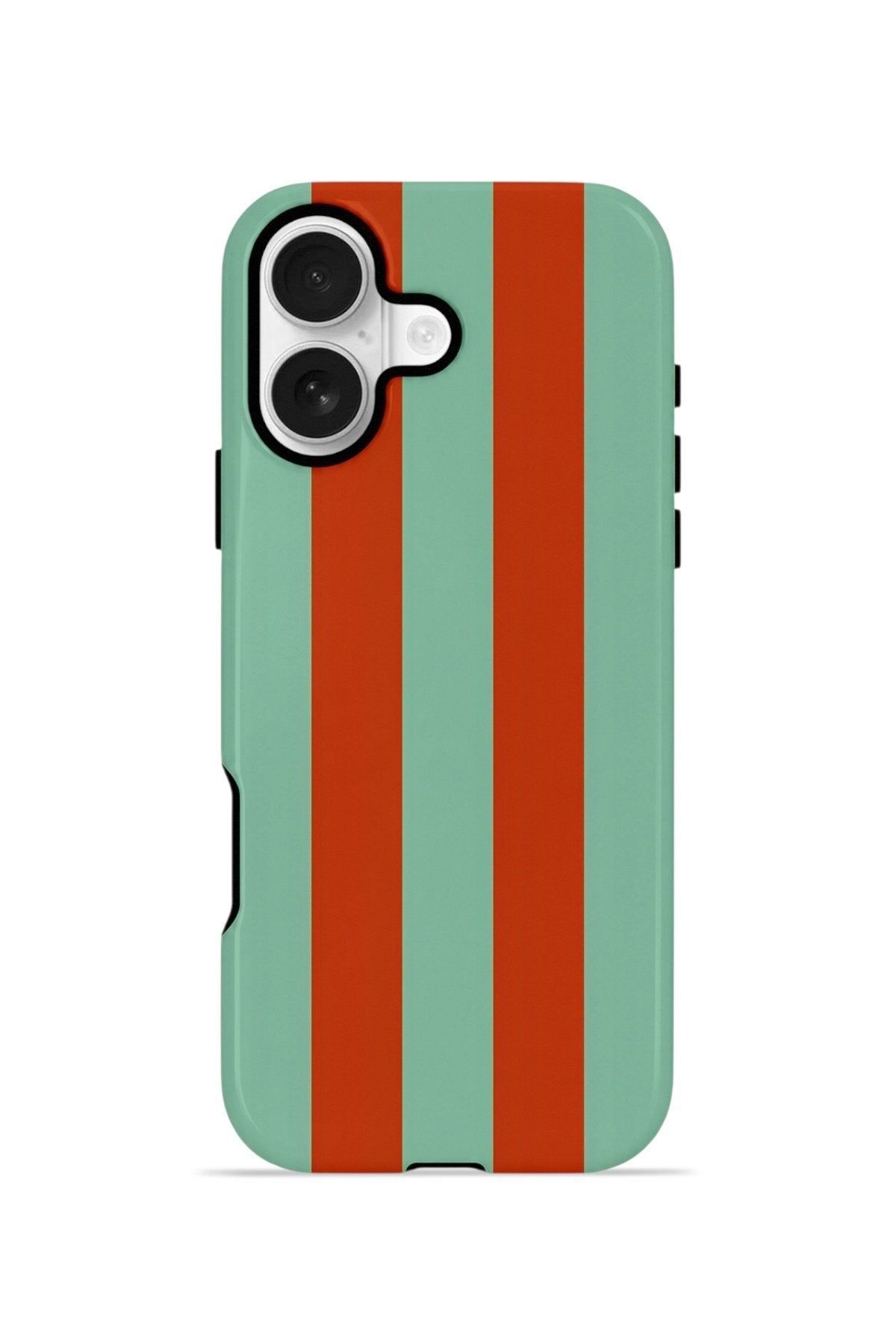 iPhone 16 Plus Vorian Çift Katmanlı Kılıf Terracotta Mint Stripe