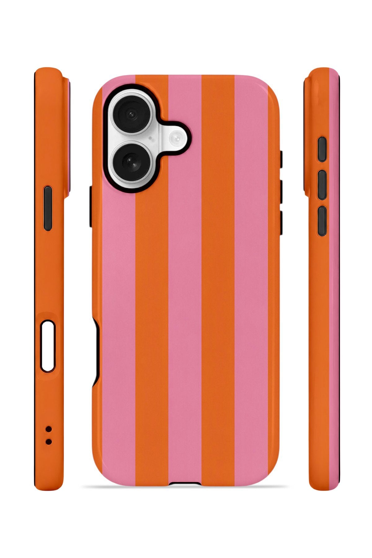iPhone 17 Vorian Çift Katmanlı MagSafe Kılıf Tangerine Rose Stripe
