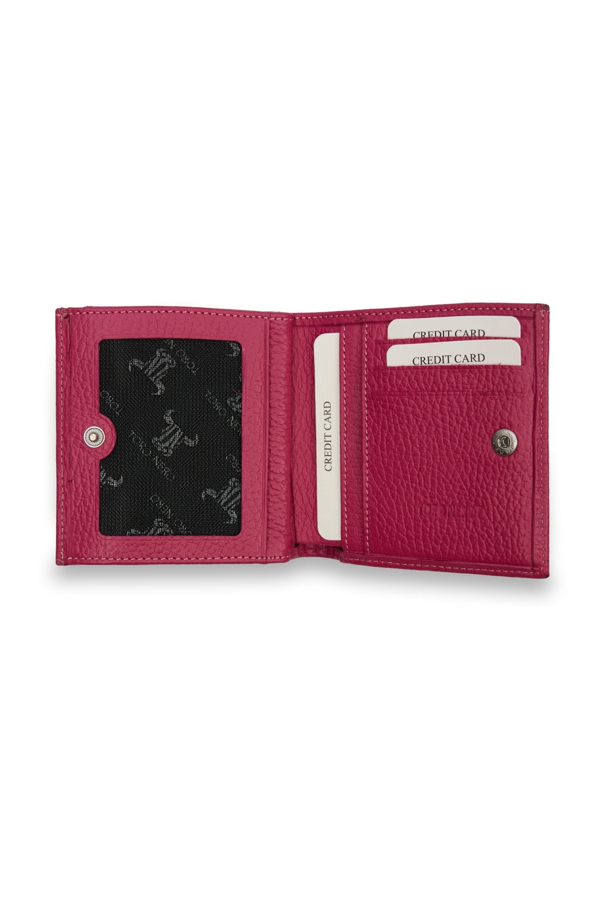 Fuşya Bozuk Para Gözlü Hakiki Deri Mini Unisex Cüzdan Kartlık