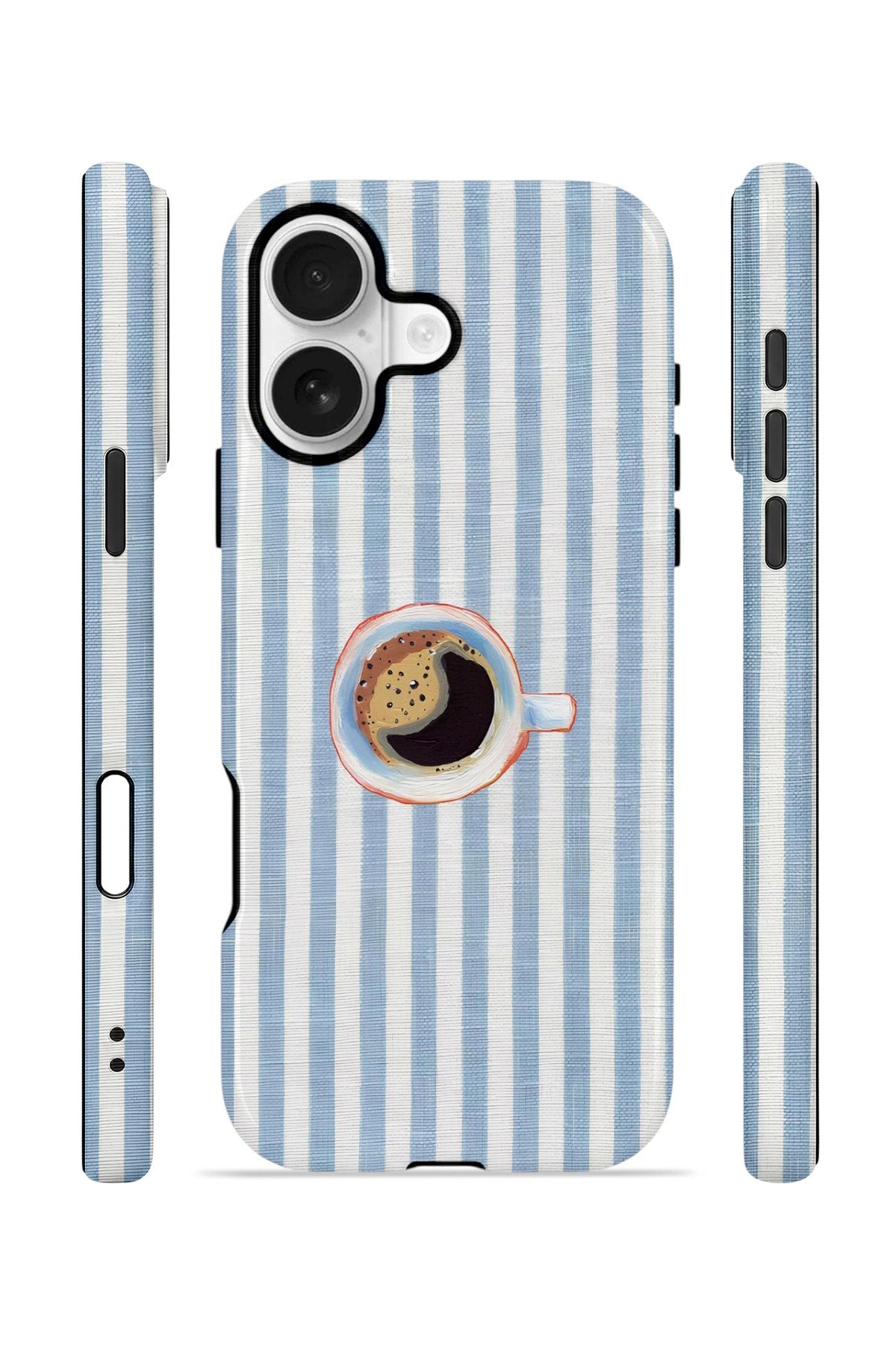 iPhone 16 Plus Vorian Çift Katmanlı Kılıf Morning Coffee Stripe