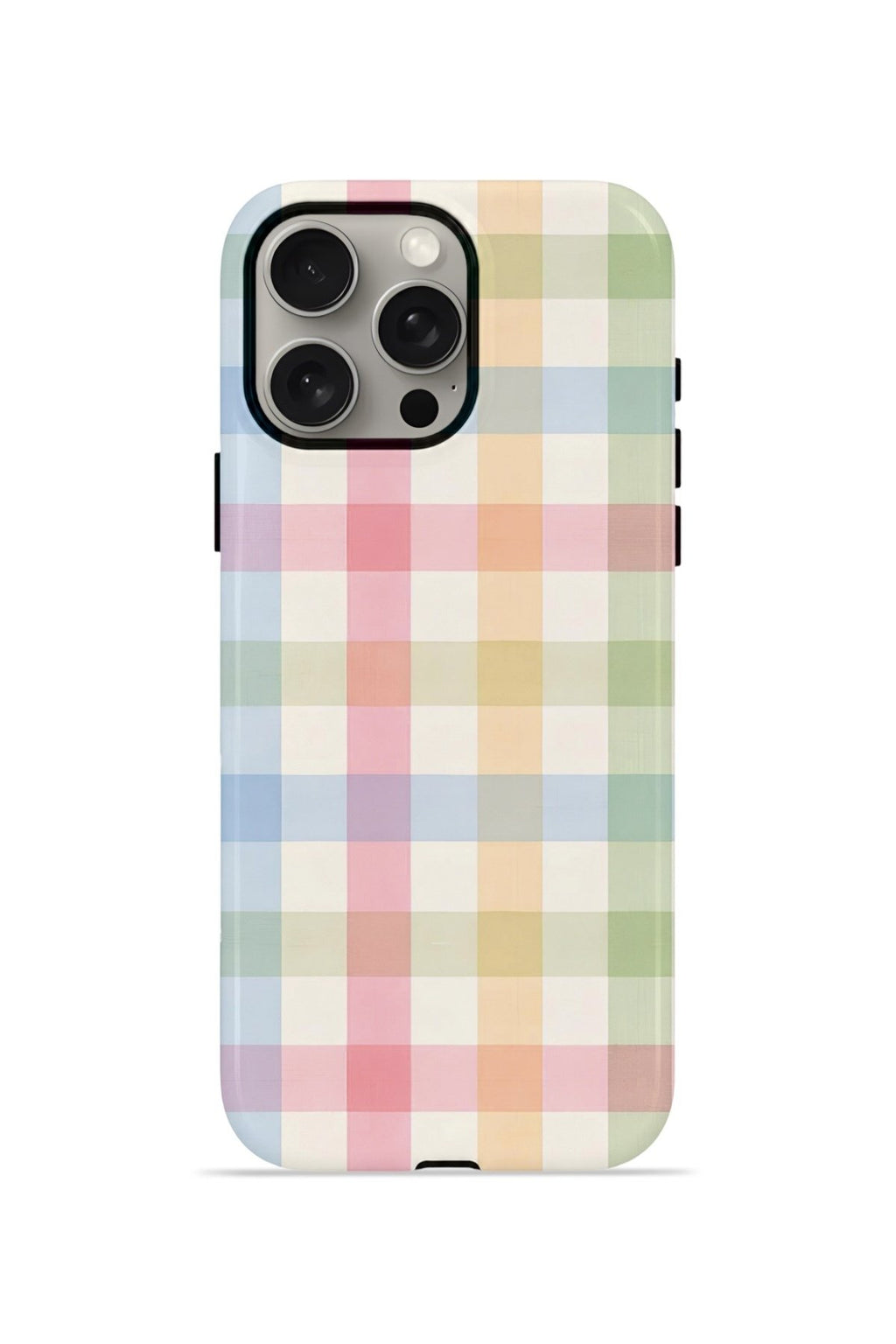 iPhone 15 Pro Vorian Çift Katmanlı Kılıf Pastel Gingham