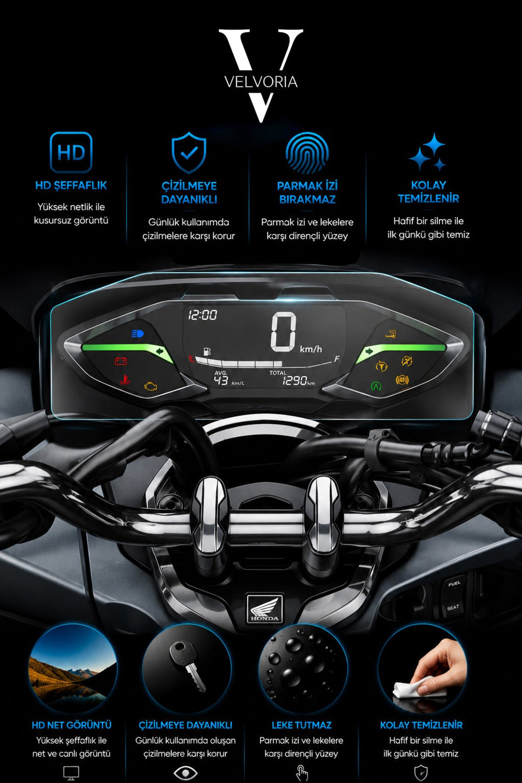 Honda Pcx 2021 2022 2023 2024 Gösterge Panel 9h Nano Anti-Broken Ekran Koruyucu
