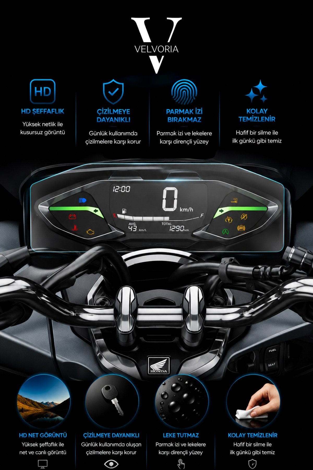 Honda Pcx 2021 2022 2023 2024 Gösterge Panel 9h Nano Anti-Broken Ekran Koruyucu