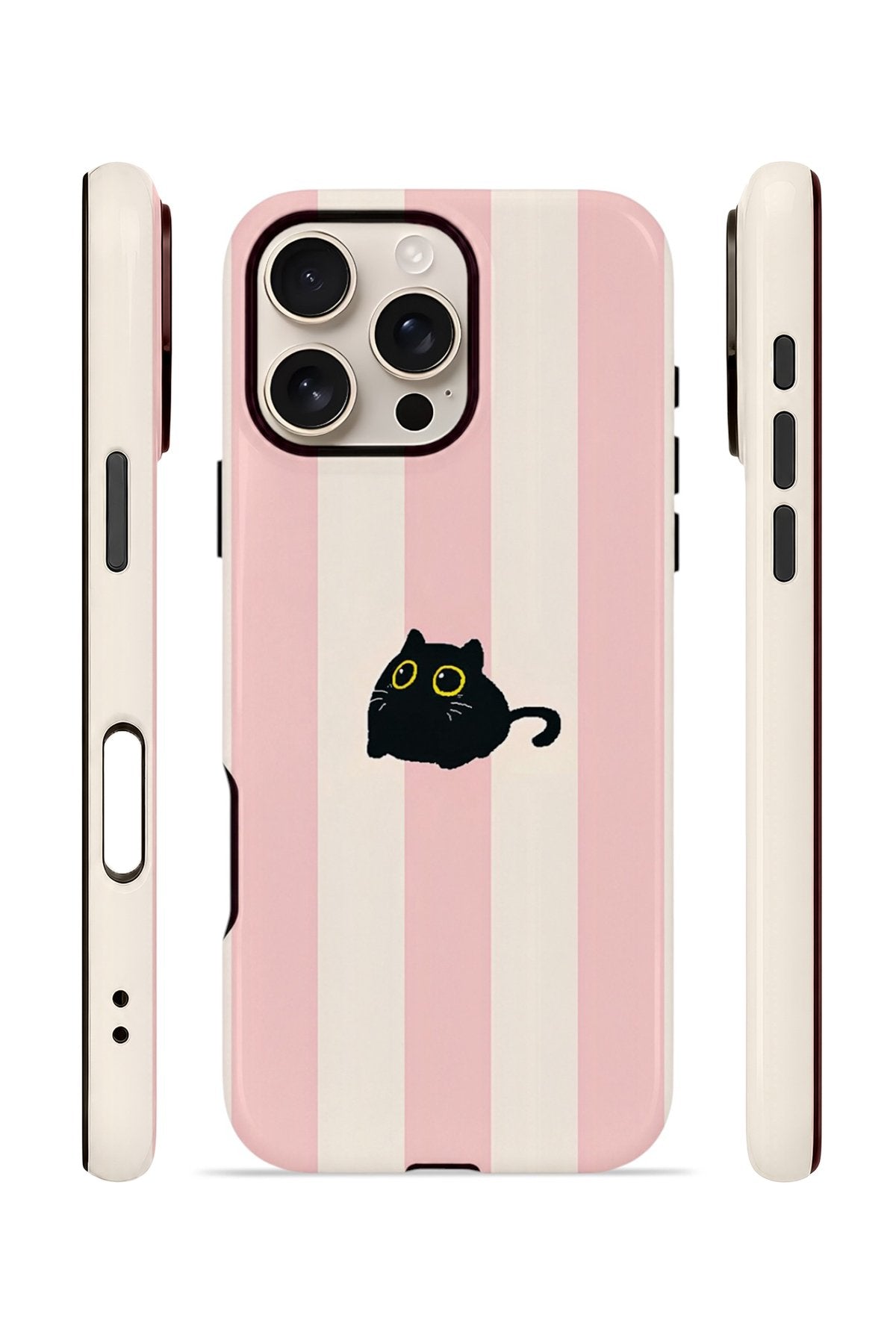 iPhone 16 Pro Vorian Çift Katmanlı Kılıf Midnight Cat Stripe