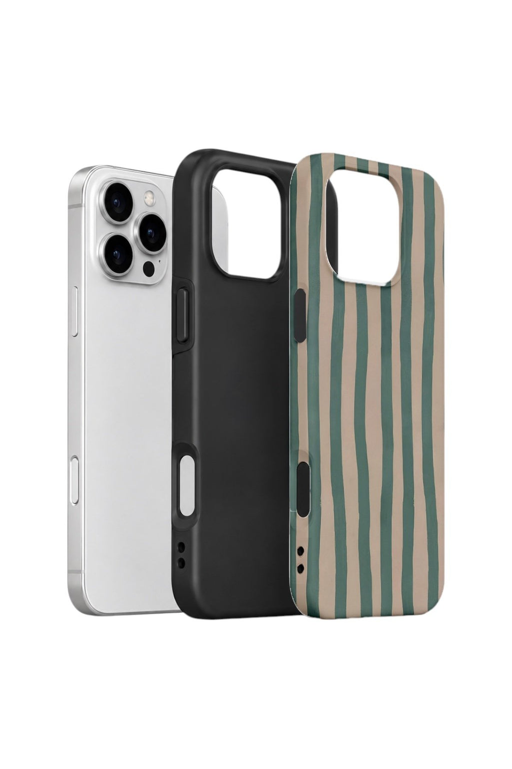 iPhone 16 Pro Vorian Çift Katmanlı Kılıf Sage Riviera Stripe