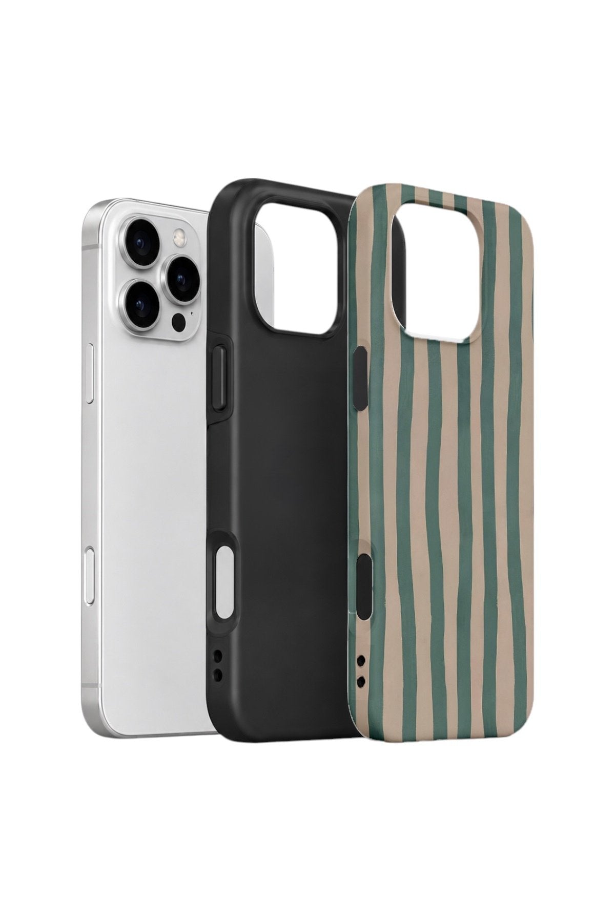 iPhone 16 Pro Vorian Çift Katmanlı Kılıf Sage Riviera Stripe