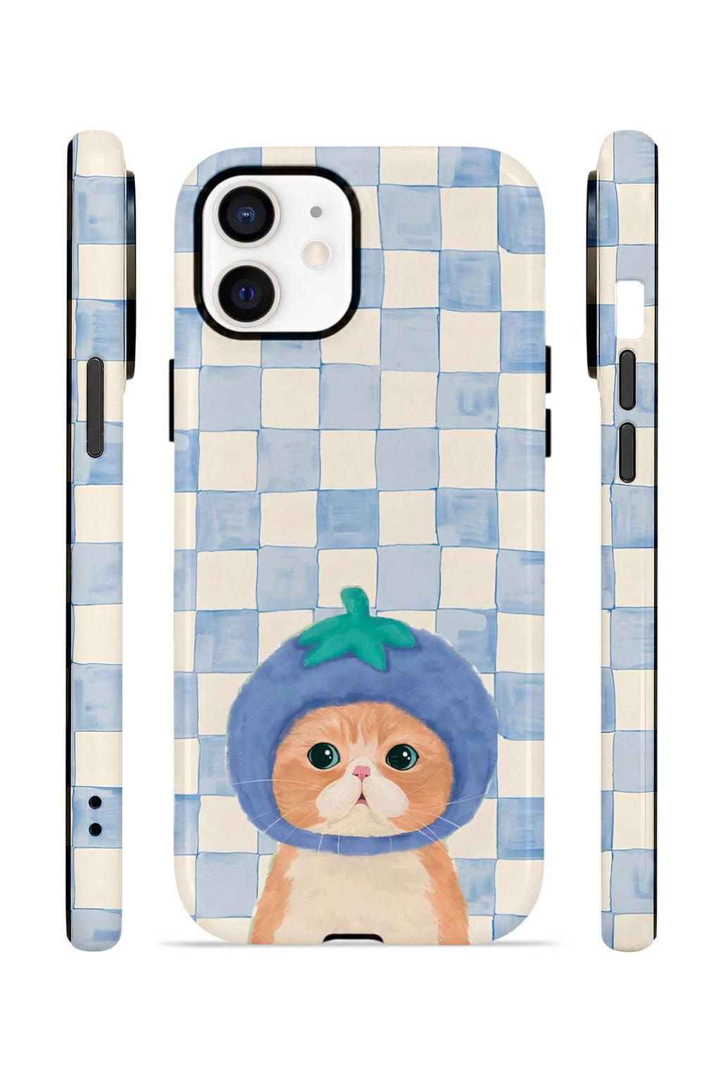iPhone 11 Vorian Çift Katmanlı MagSafe Kılıf Blueberry Cat Check