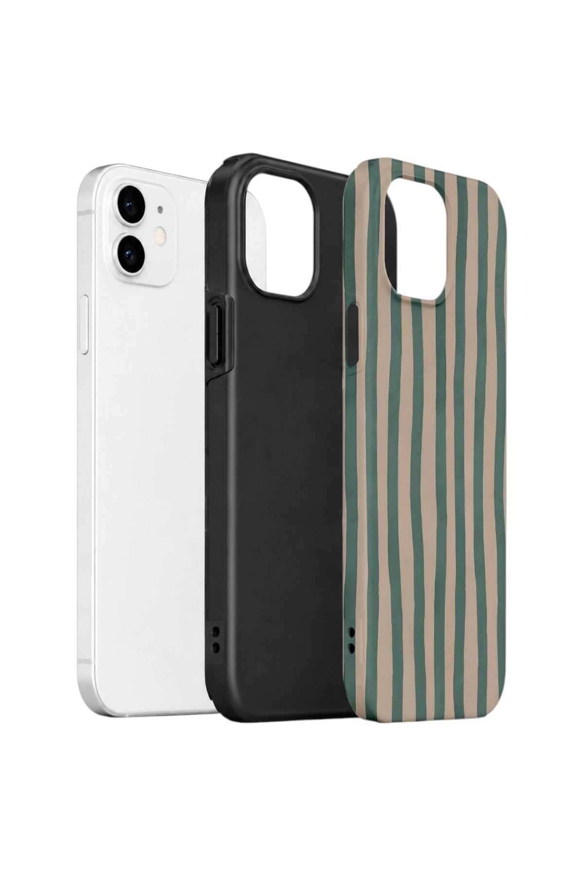 iPhone 12 Vorian Çift Katmanlı Kılıf Sage Riviera Stripe