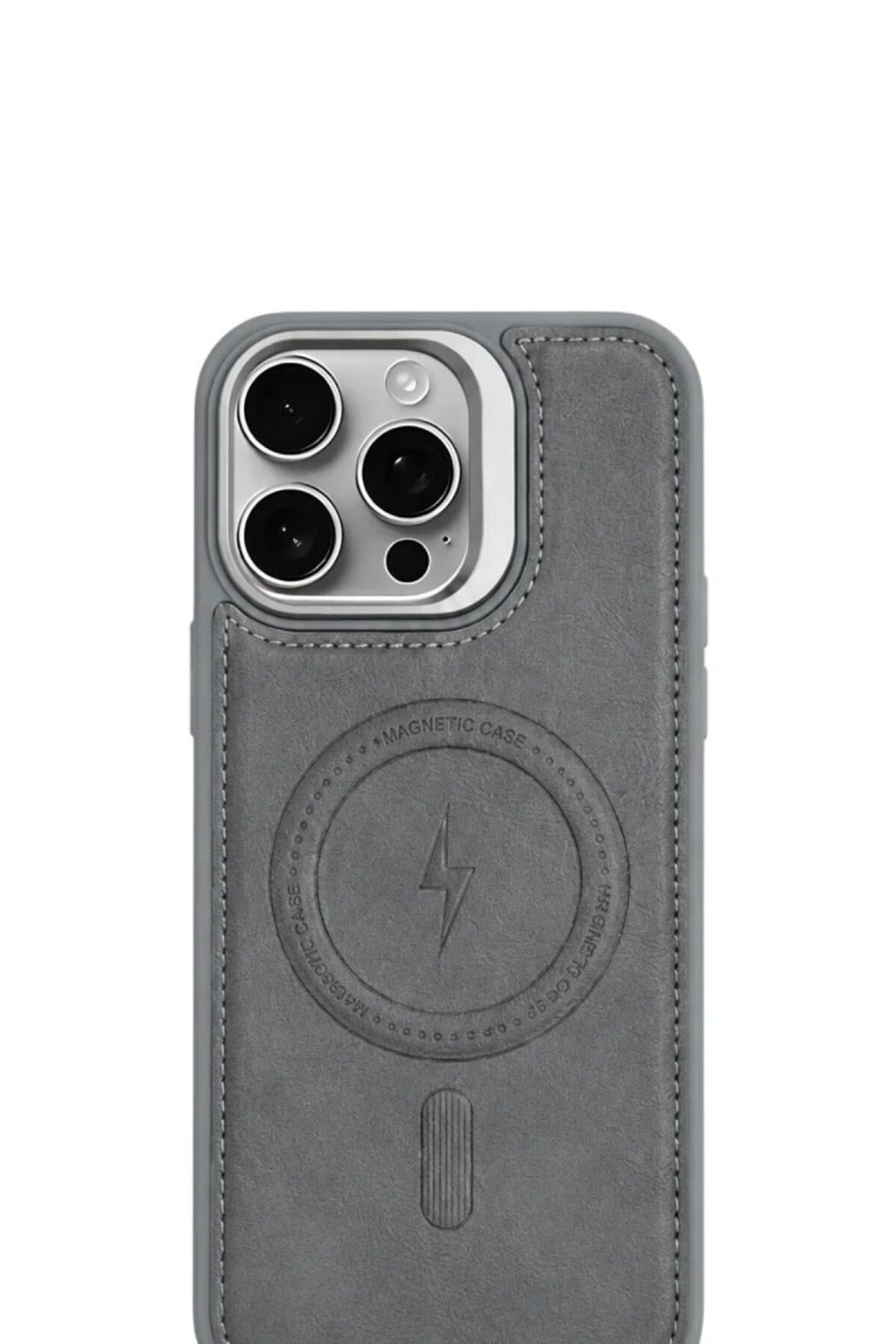 iPhone 14 Pro Max GripStand MagSafe Deri Kılıf Gri