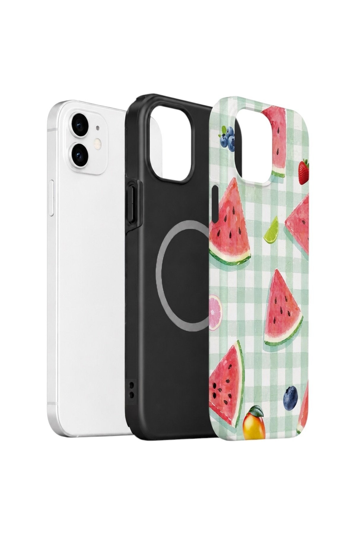 iPhone 12 Vorian Çift Katmanlı MagSafe Kılıf Watermelon Picnic Gingham