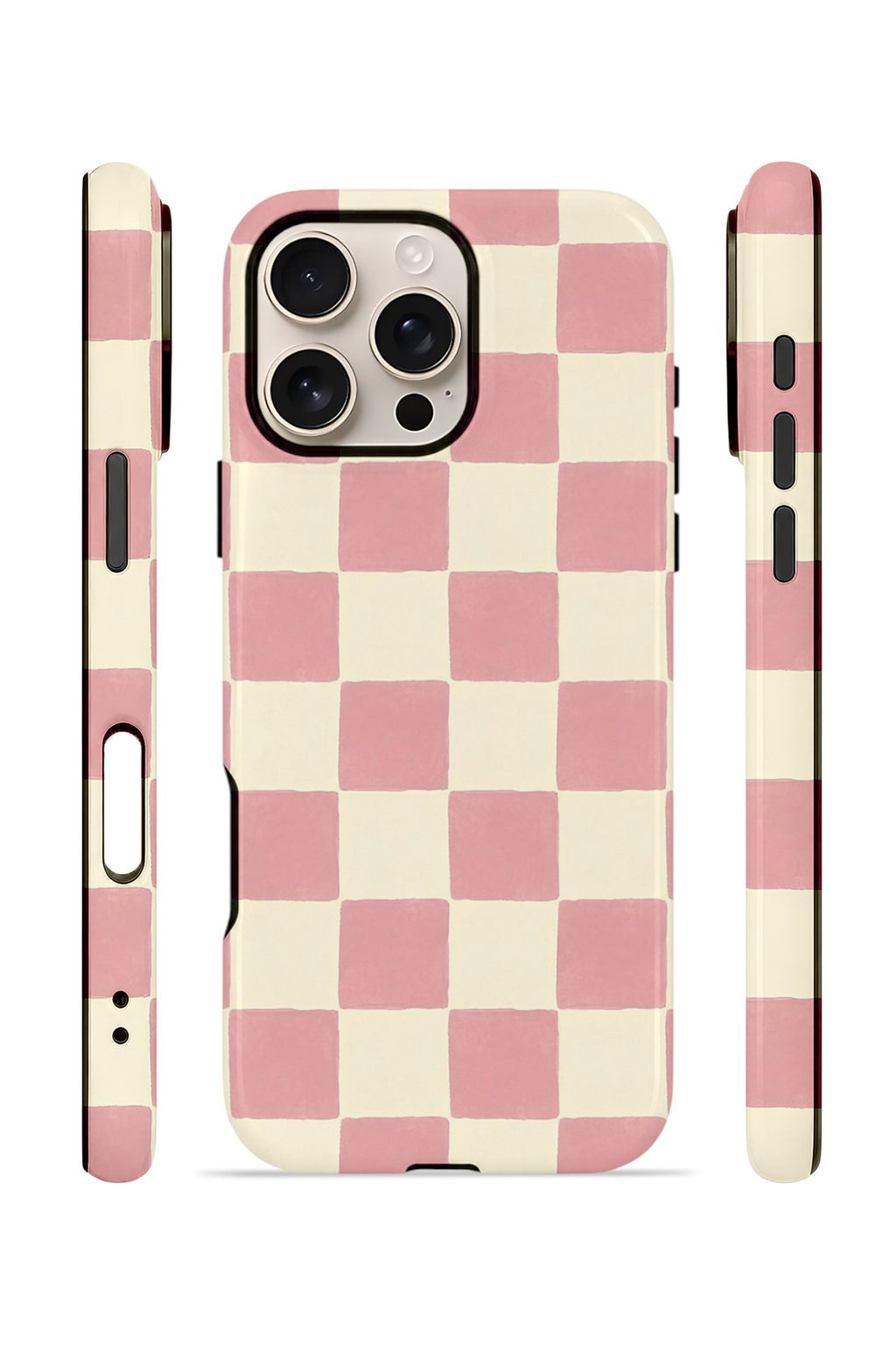 iPhone 16 Pro Max Vorian Çift Katmanlı Kılıf Blush Checker