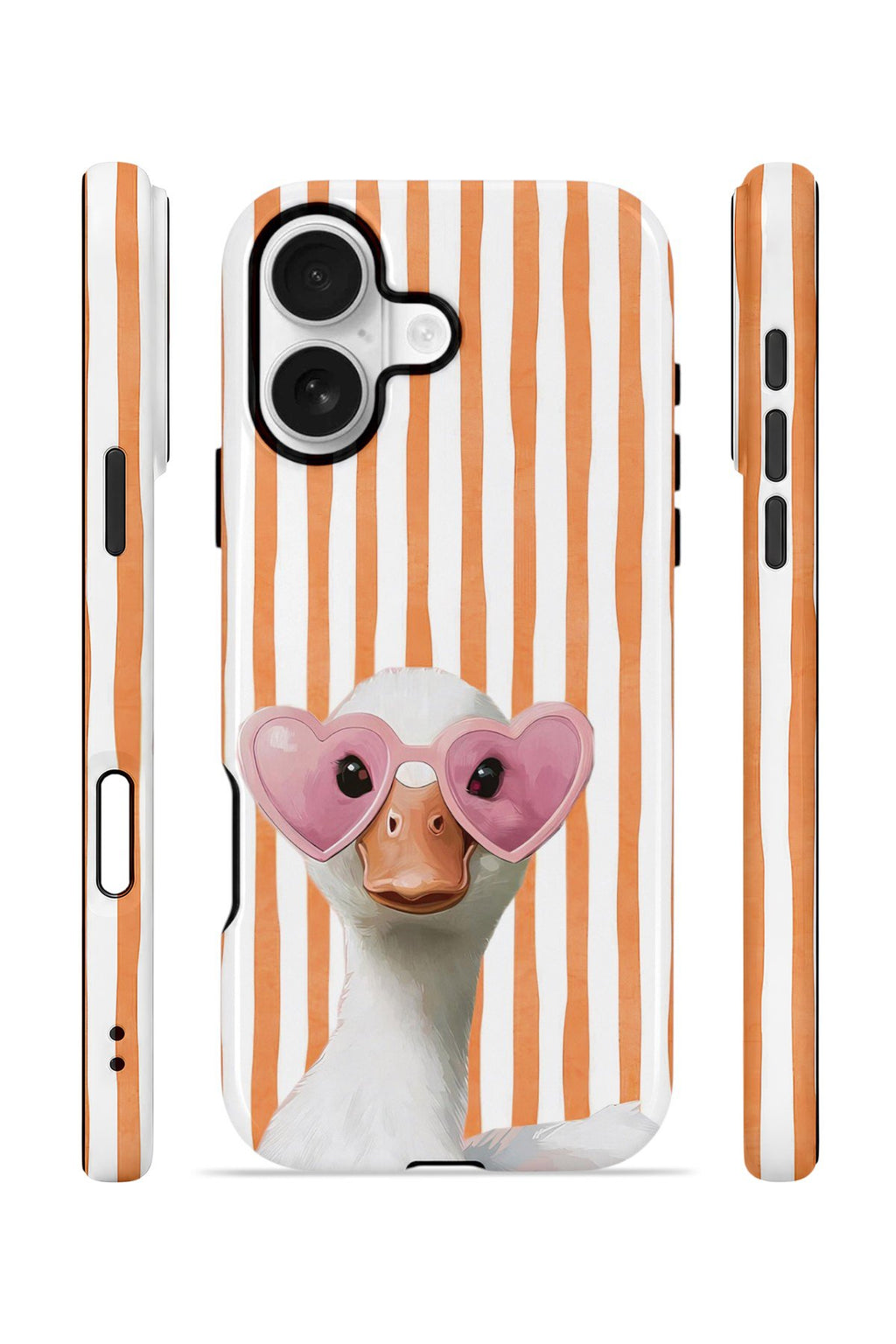 iPhone 16 Vorian Çift Katmanlı Kılıf Heart Glasses Goose