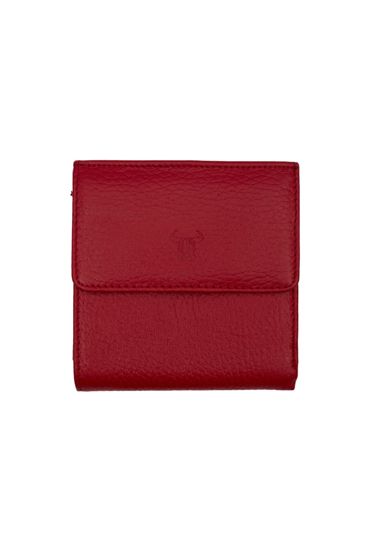 Kırmızı Bozuk Para Gözlü Hakiki Deri Mini Unisex Cüzdan Kartlık