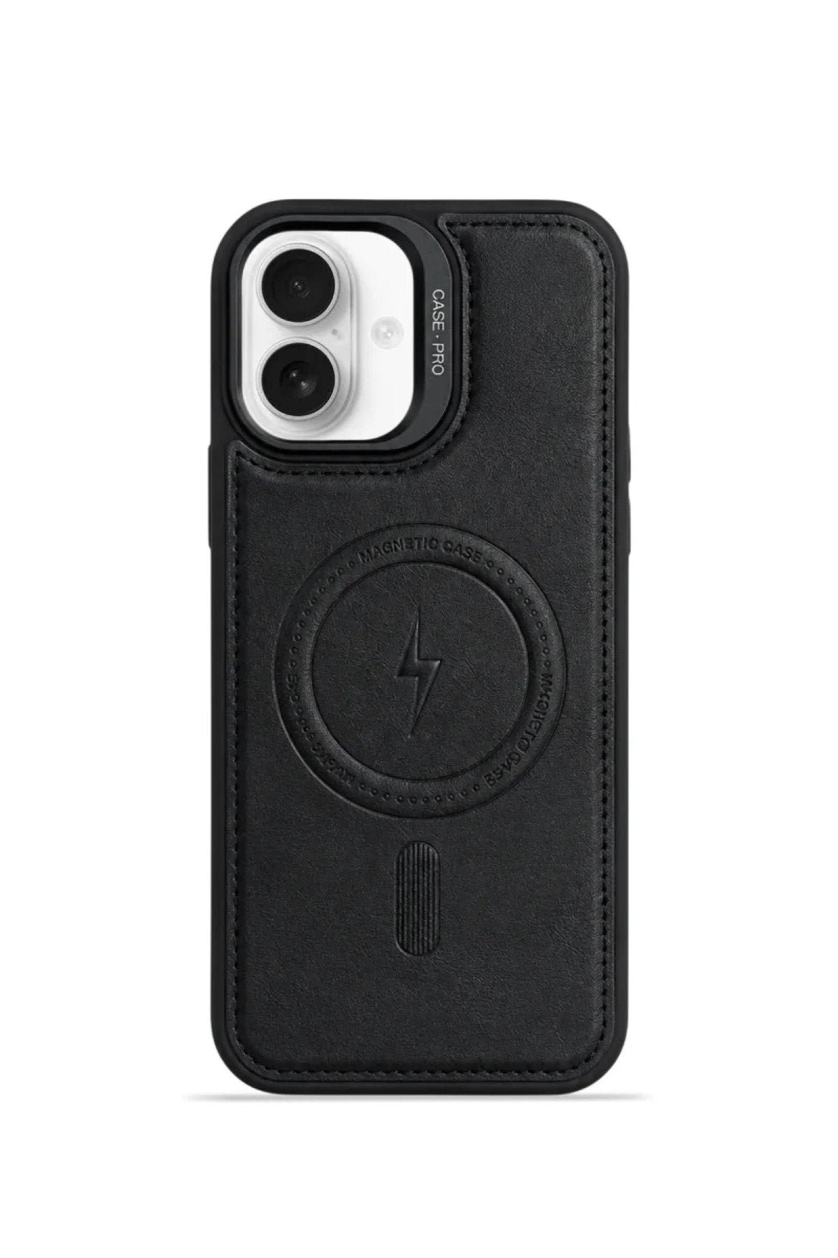 iPhone 17 GripStand MagSafe Deri Kılıf Siyah