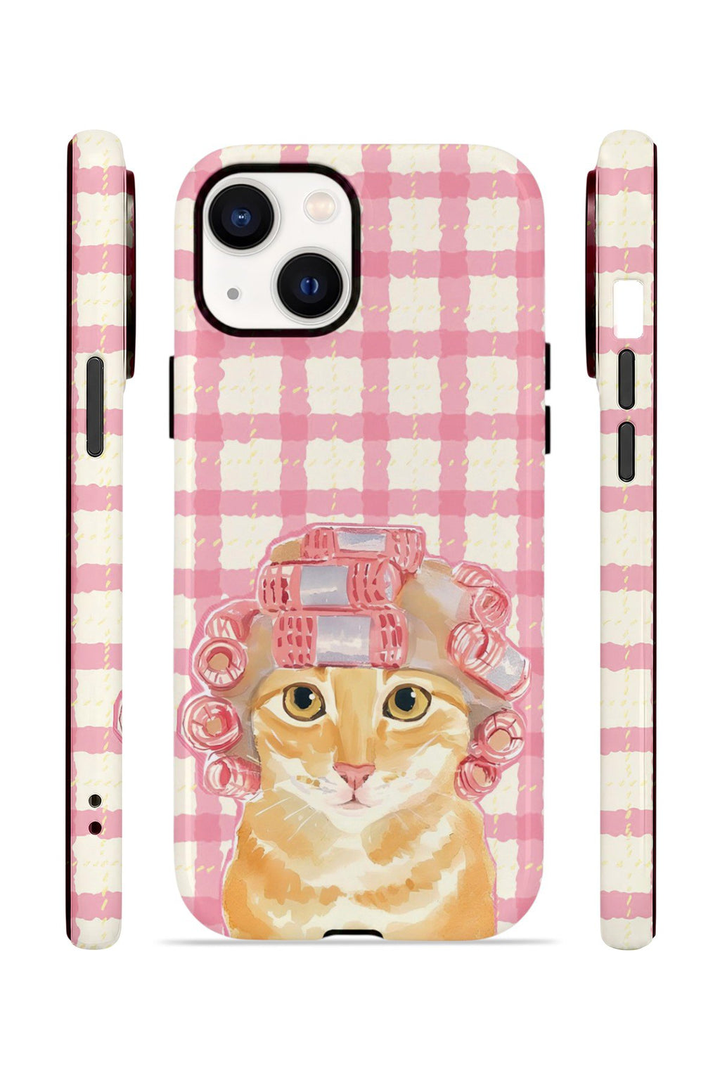 iPhone 13 Vorian Çift Katmanlı Kılıf Pink Picnic Cat