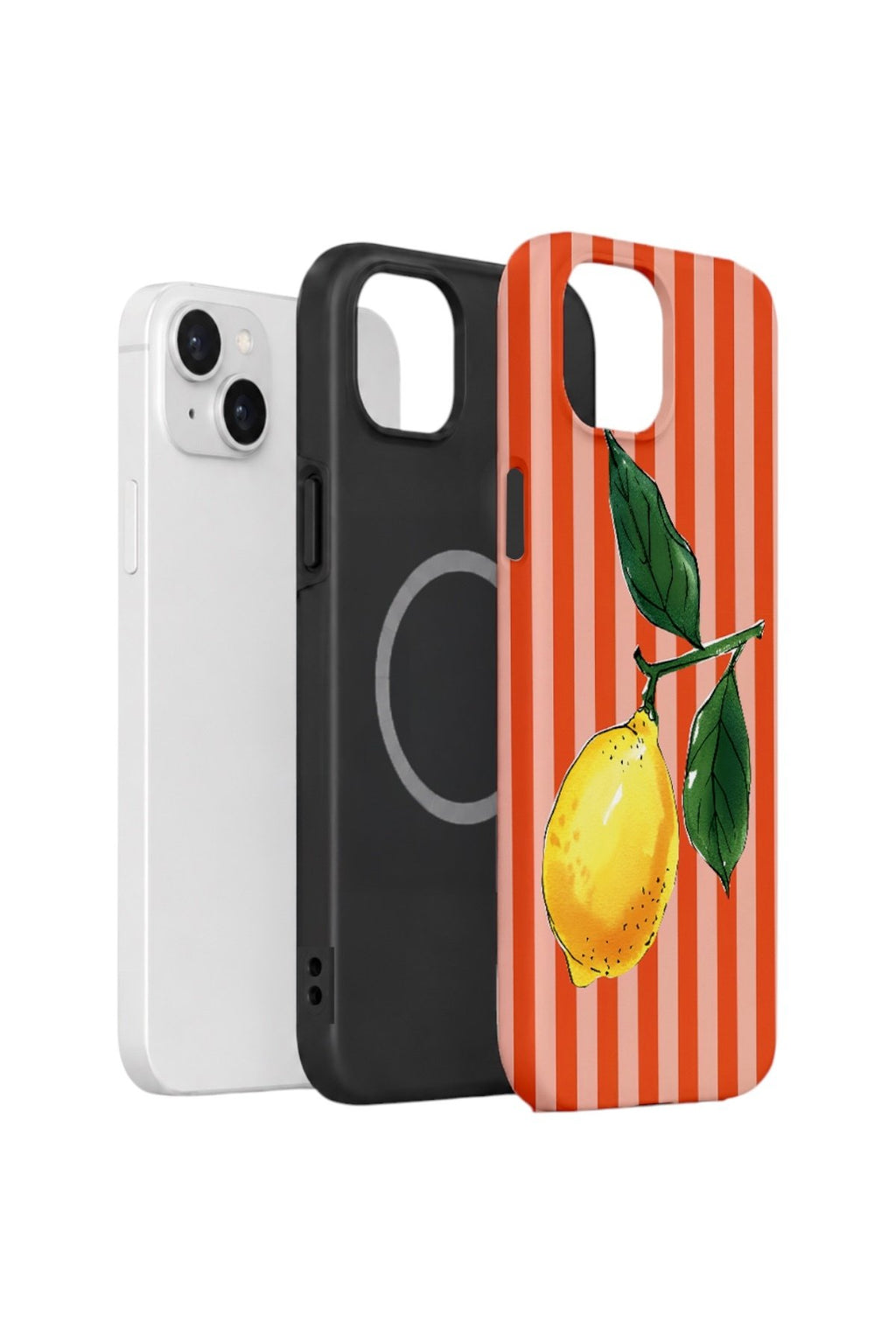 iPhone 14 Plus Vorian Çift Katmanlı MagSafe Kılıf Sicilian Lemon Red Stripe