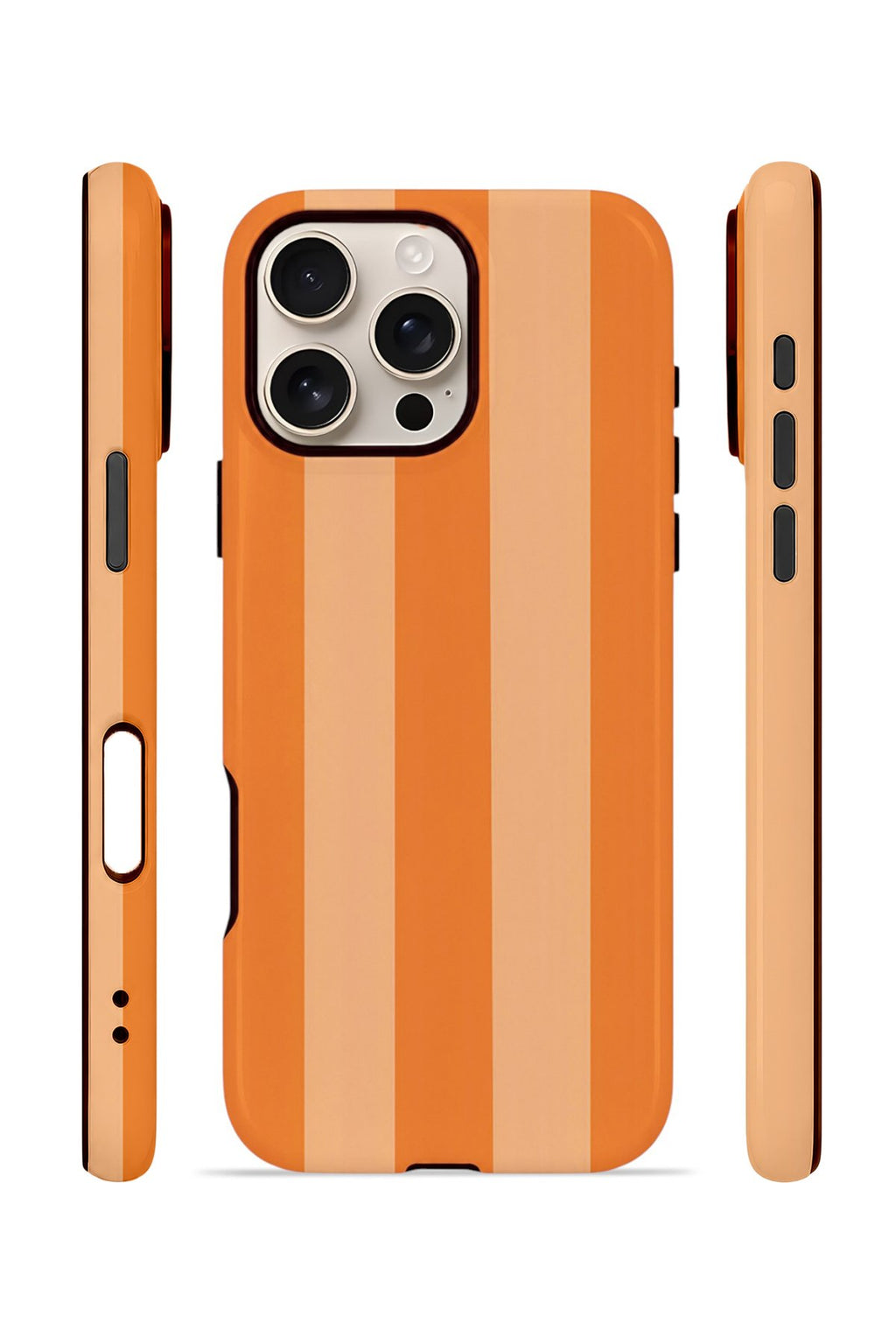 iPhone 16 Pro Vorian Çift Katmanlı MagSafe Kılıf Orange Cream Stripe