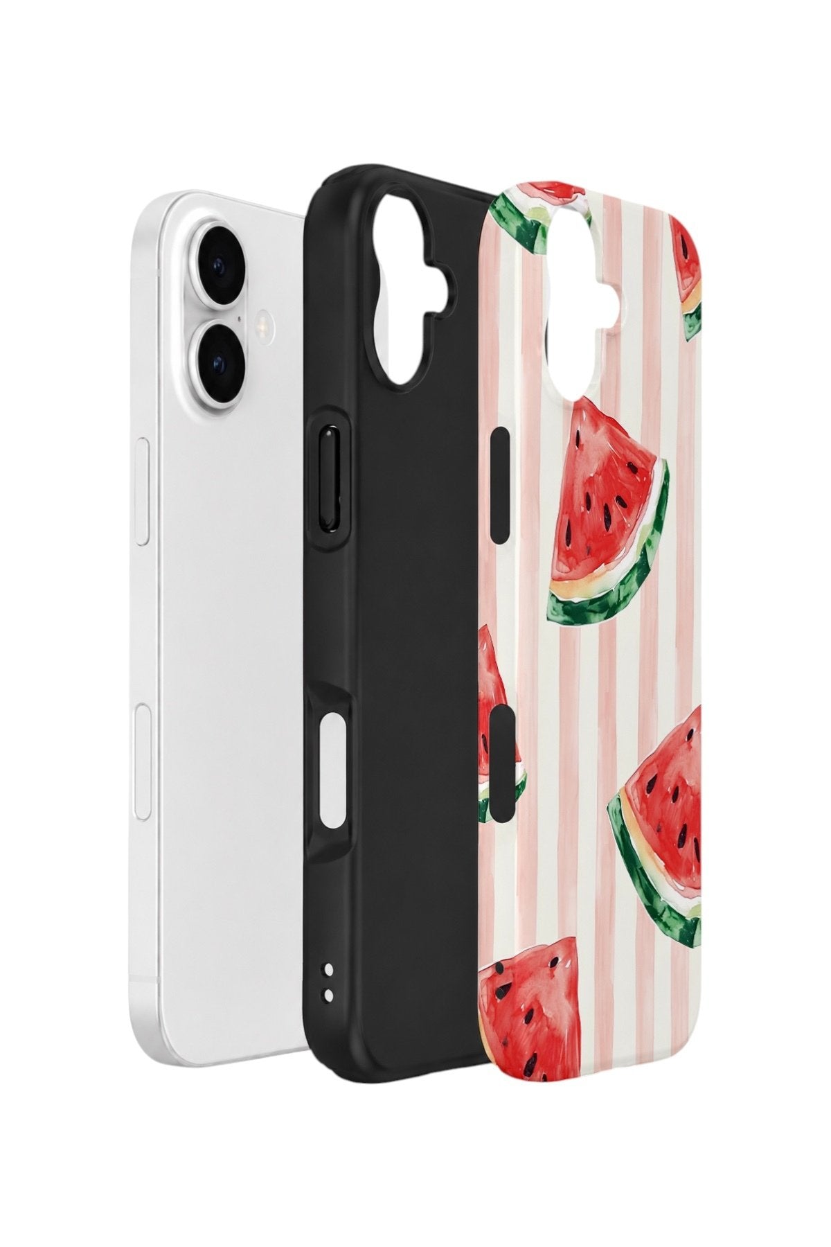 iPhone 17 Vorian Çift Katmanlı Kılıf Watermelon Blush Stripe