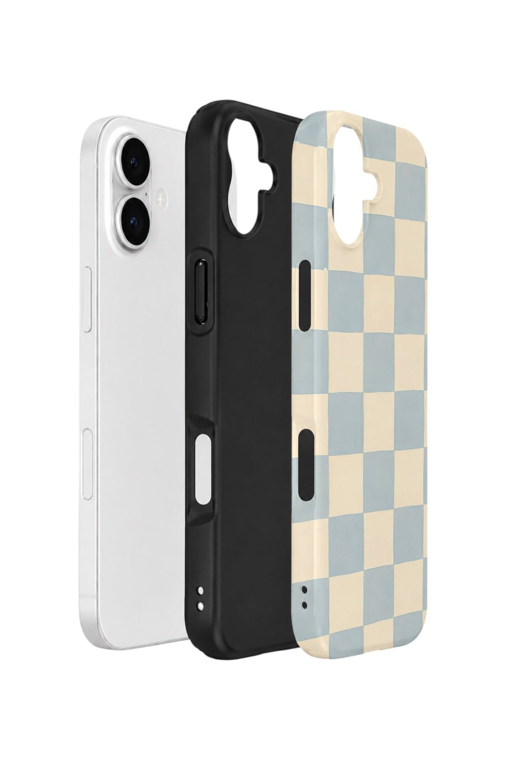 iPhone 16 Plus Vorian Çift Katmanlı Kılıf Powder Blue Checker