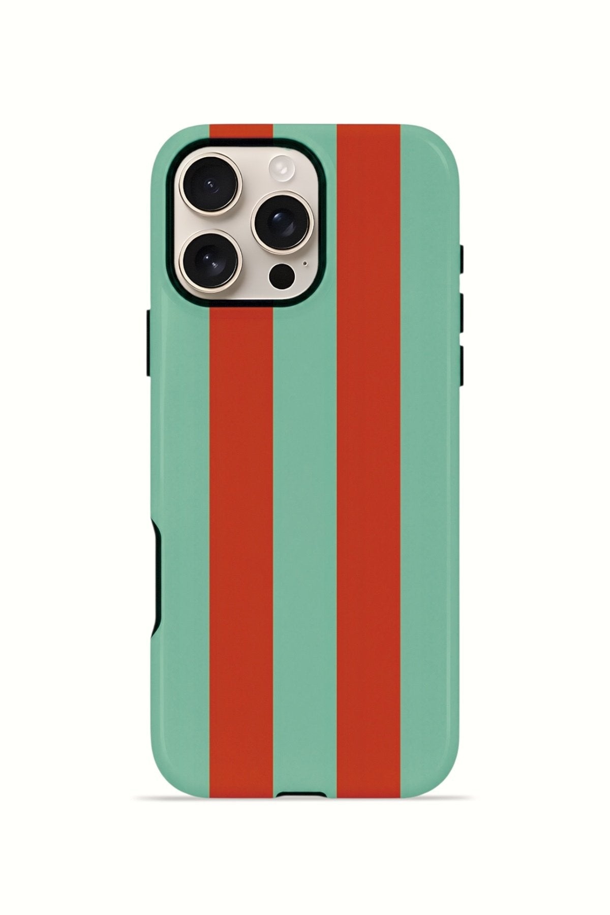 iPhone 16 Pro Max Vorian Çift Katmanlı MagSafe Kılıf Terracotta Mint Stripe