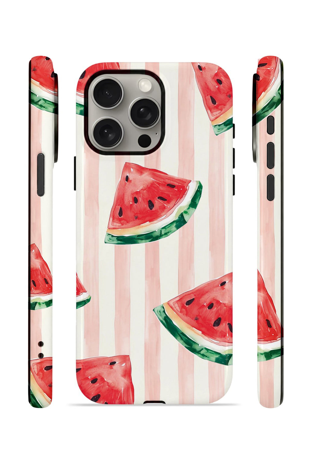 iPhone 15 Pro Max Vorian Çift Katmanlı Kılıf Watermelon Blush Stripe