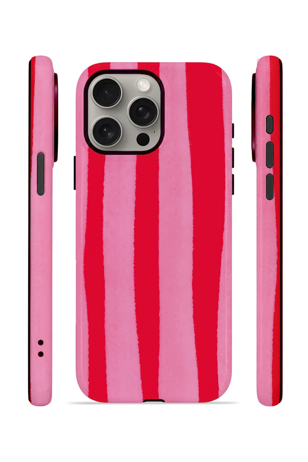 iPhone 15 Pro Vorian Çift Katmanlı MagSafe Kılıf Raspberry Bold Stripe