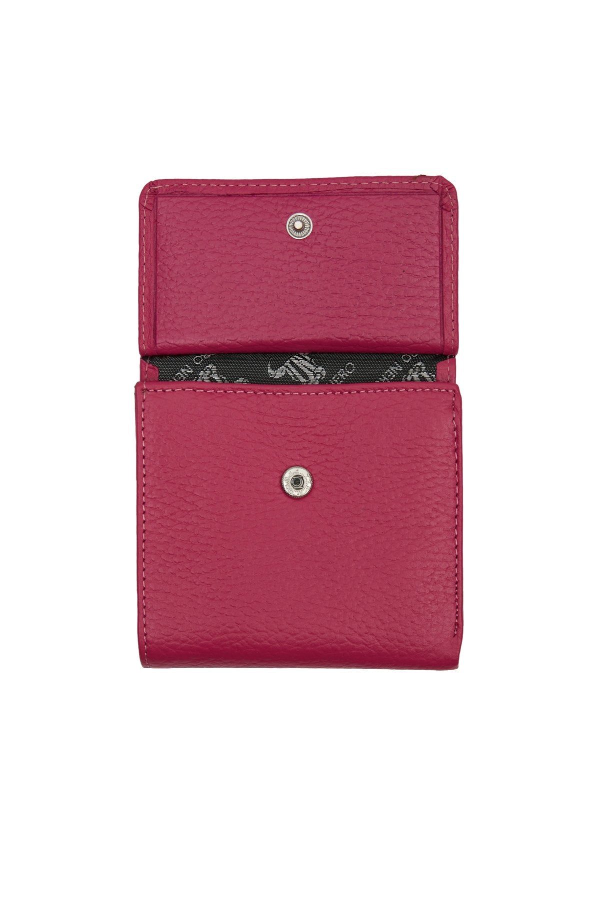 Fuşya Bozuk Para Gözlü Hakiki Deri Mini Unisex Cüzdan Kartlık