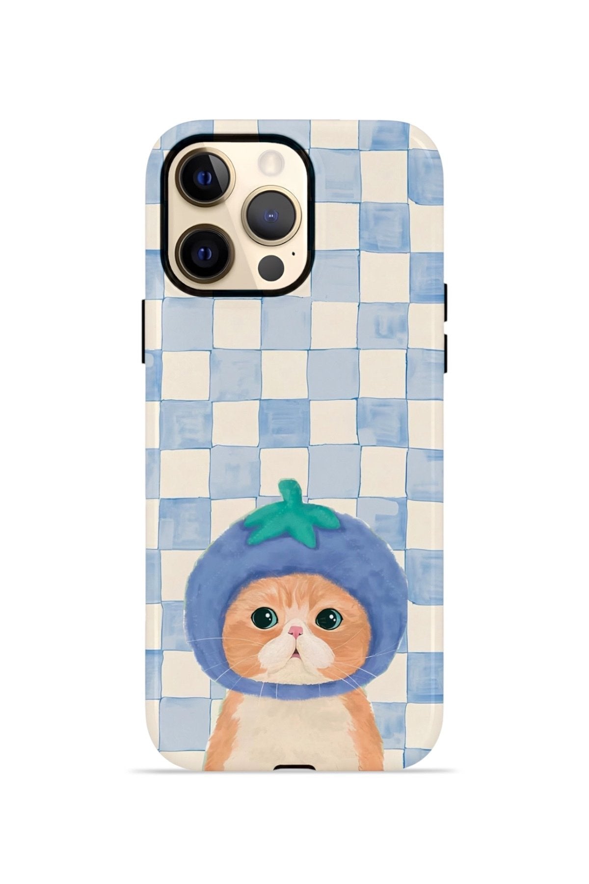 iPhone 12 Pro Max Vorian Çift Katmanlı Kılıf Blueberry Cat Check