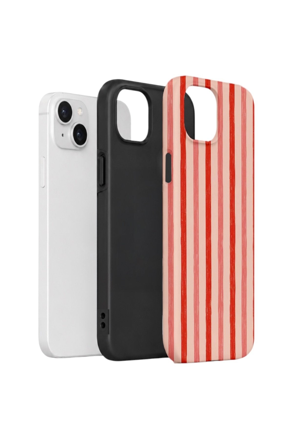 iPhone 14 Plus Vorian Çift Katmanlı Kılıf Coral Cream Stripe
