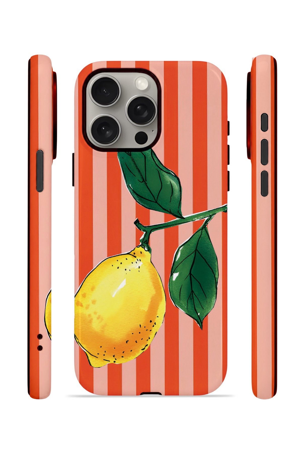 iPhone 15 Pro Max Vorian Çift Katmanlı Kılıf Sicilian Lemon Red Stripe