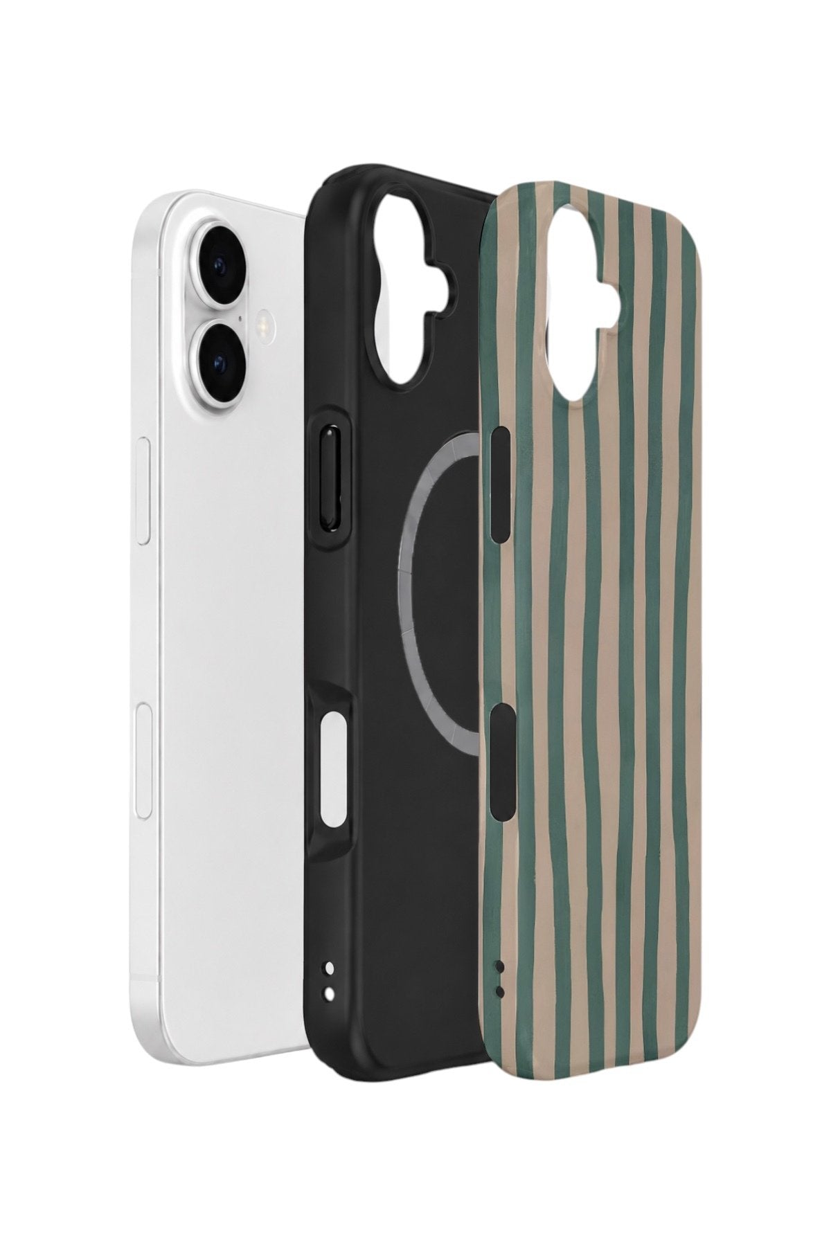 iPhone 16 Plus Vorian Çift Katmanlı MagSafe Kılıf Sage Riviera Stripe