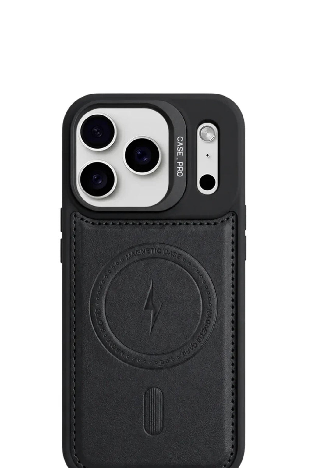 iPhone 17 Pro Max GripStand MagSafe Deri Kılıf Siyah