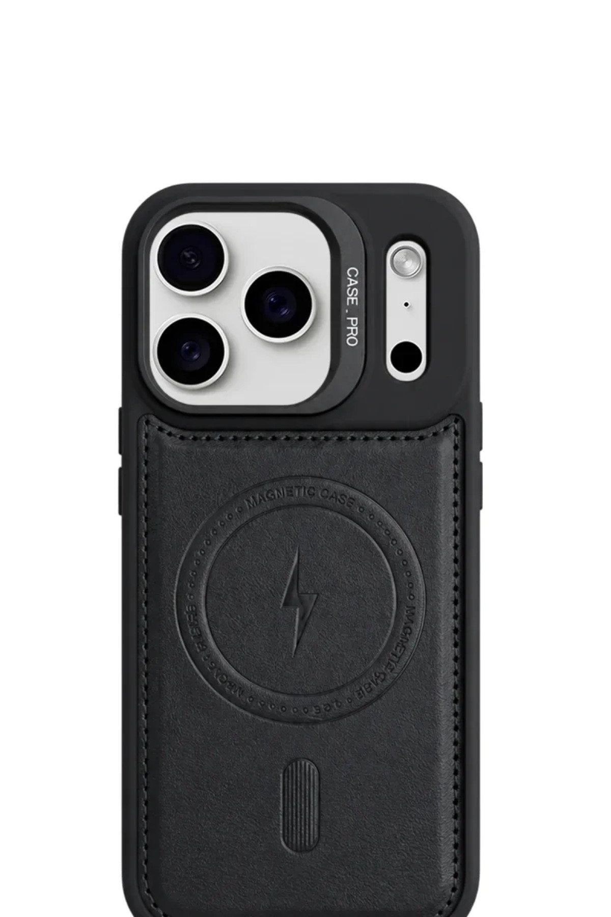 iPhone 17 Pro Max GripStand MagSafe Deri Kılıf Siyah