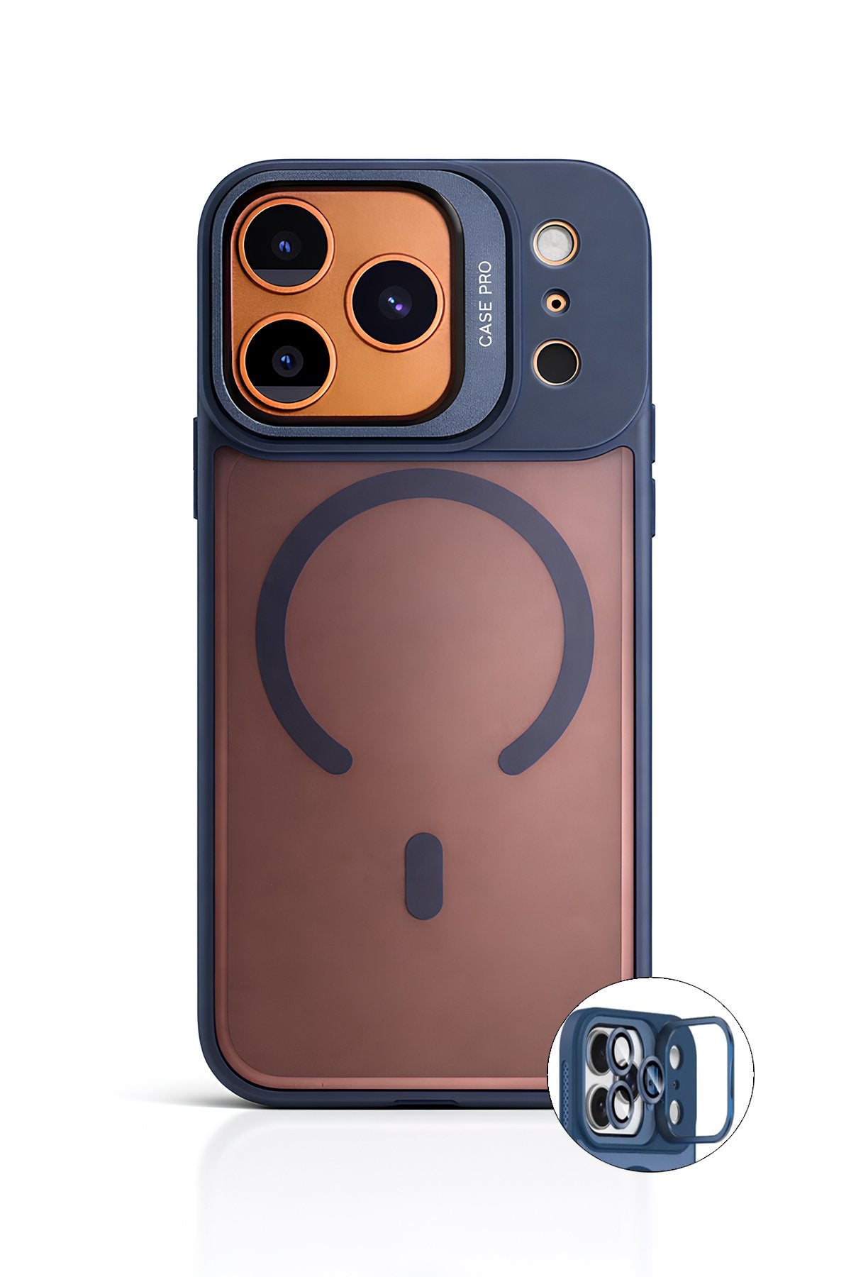 iPhone 17 Pro Max Cyrenn MagSafe Kılıf + Lens Koruyucu Gece Mavisi