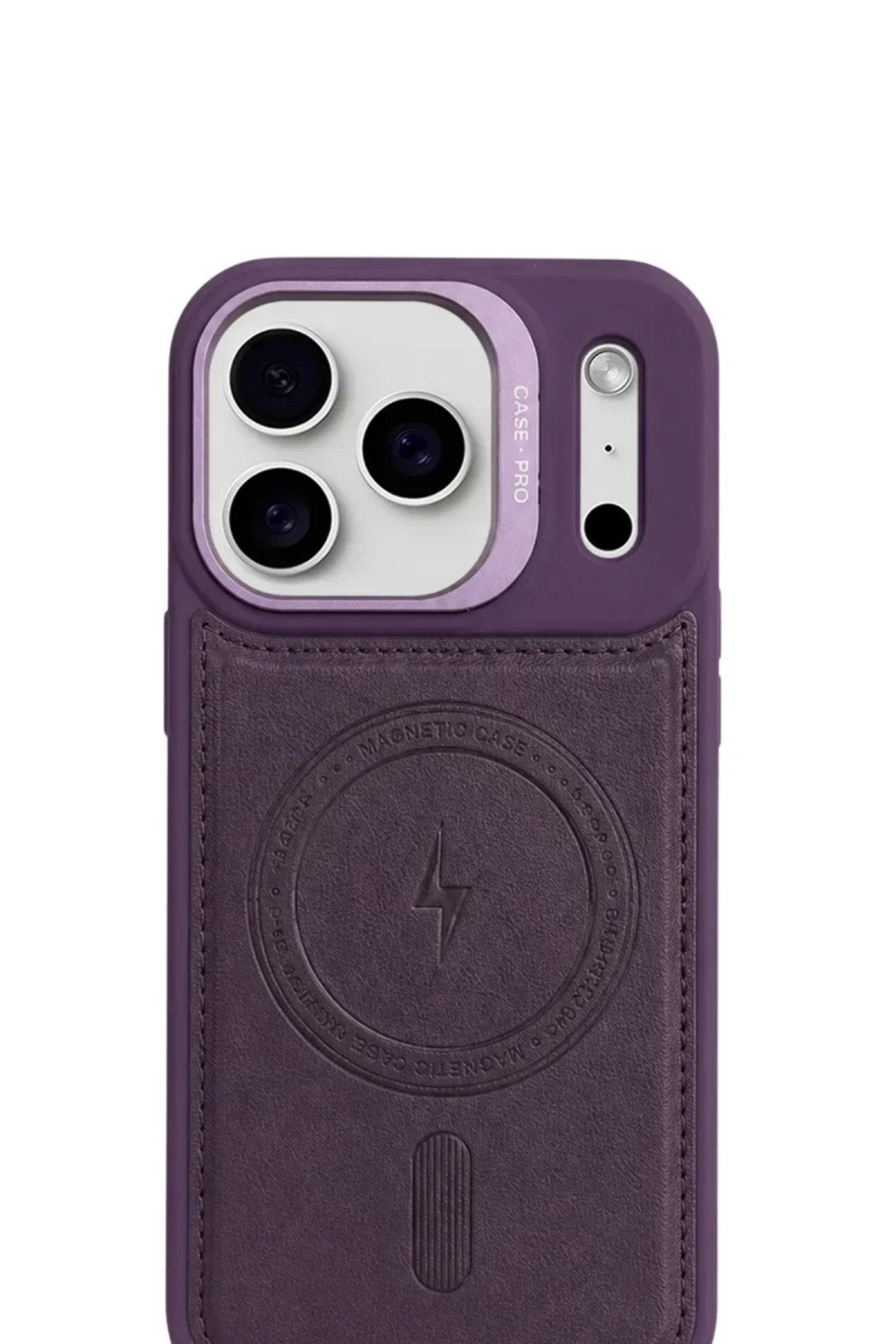 iPhone 17 Pro Max GripStand MagSafe Deri Kılıf Mor