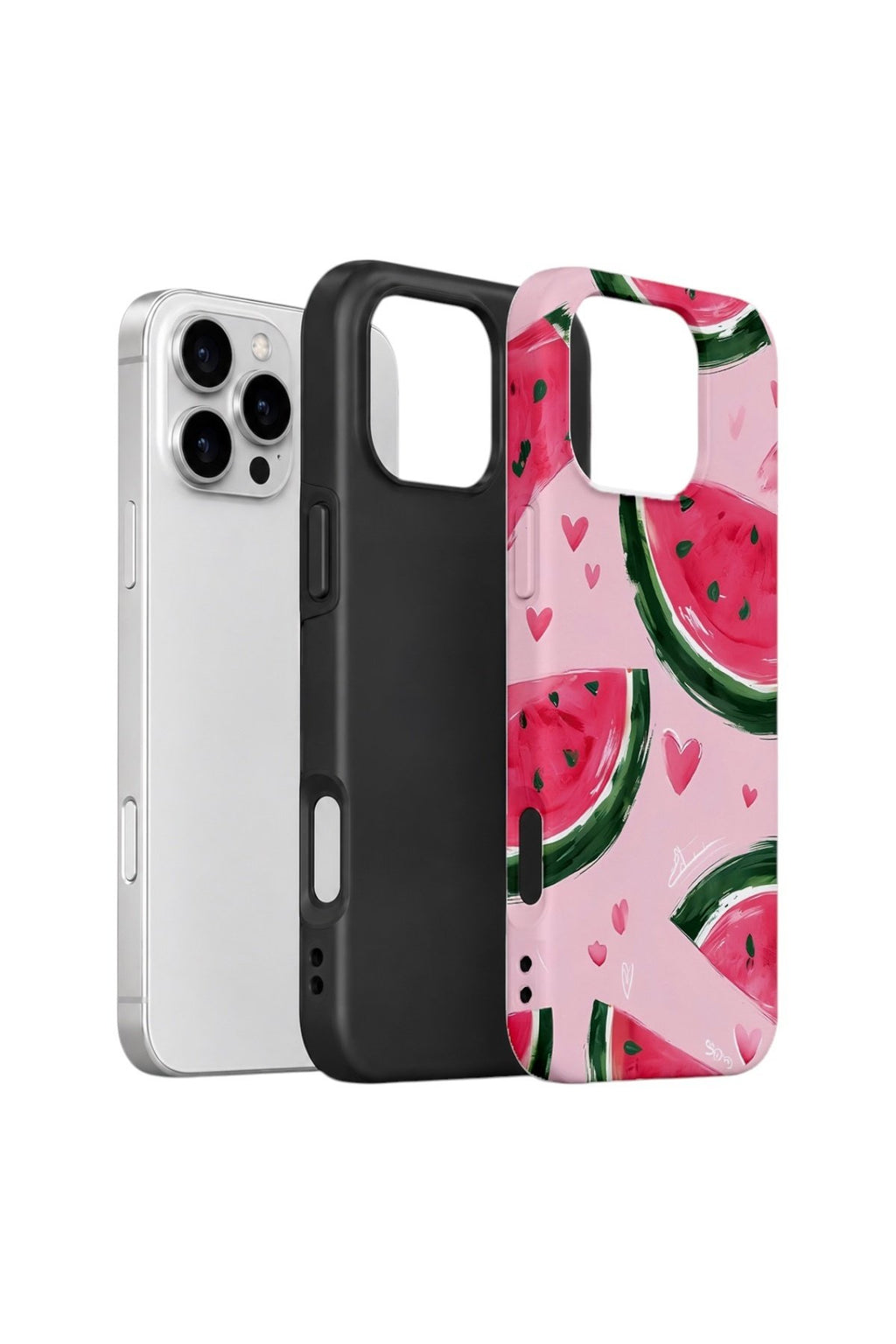 iPhone 16 Pro Vorian Çift Katmanlı Kılıf Watermelon Hearts