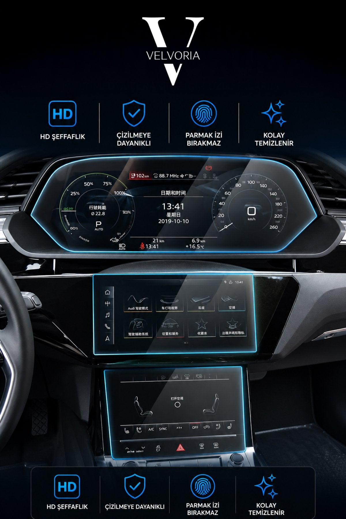 Audi Q8 2020-2023 Gösterge Ve Multimedya Çift Navigasyon Esnek Nano Ekran Koruyucu