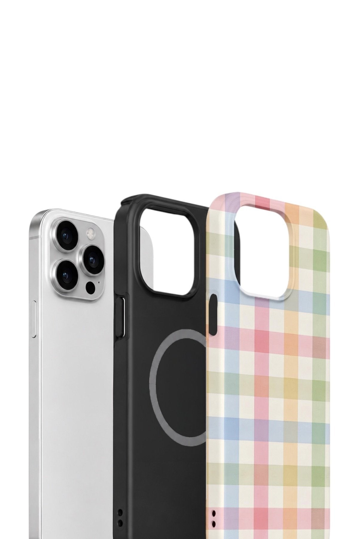 iPhone 13 Pro Vorian Çift Katmanlı MagSafe Kılıf Pastel Gingham